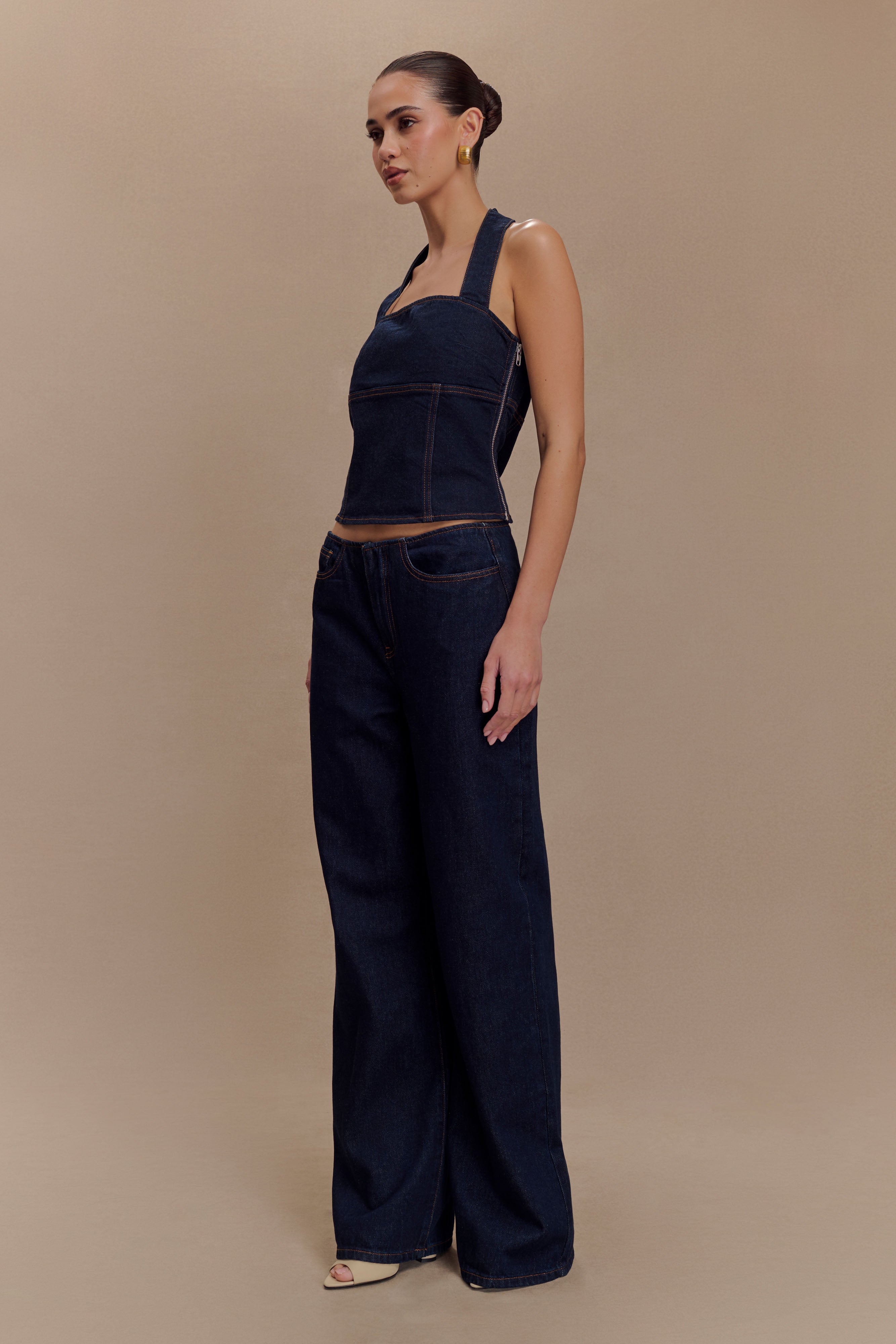 Mid Rise Denim Jeans - Indigo Blue