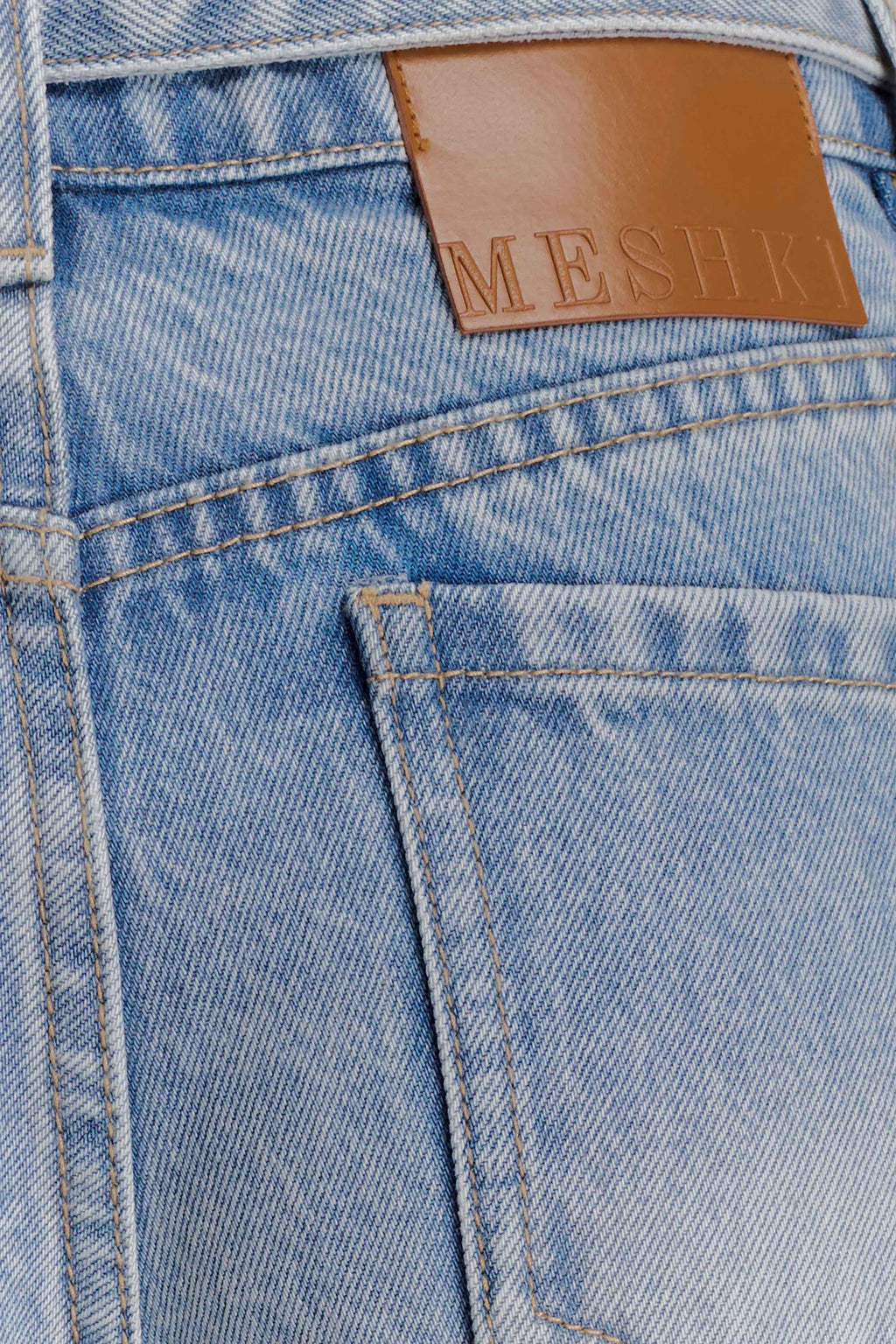 Spijkerjeans met rechte pijpen, normale taille en strikceintuur - gewassen lichtblauw