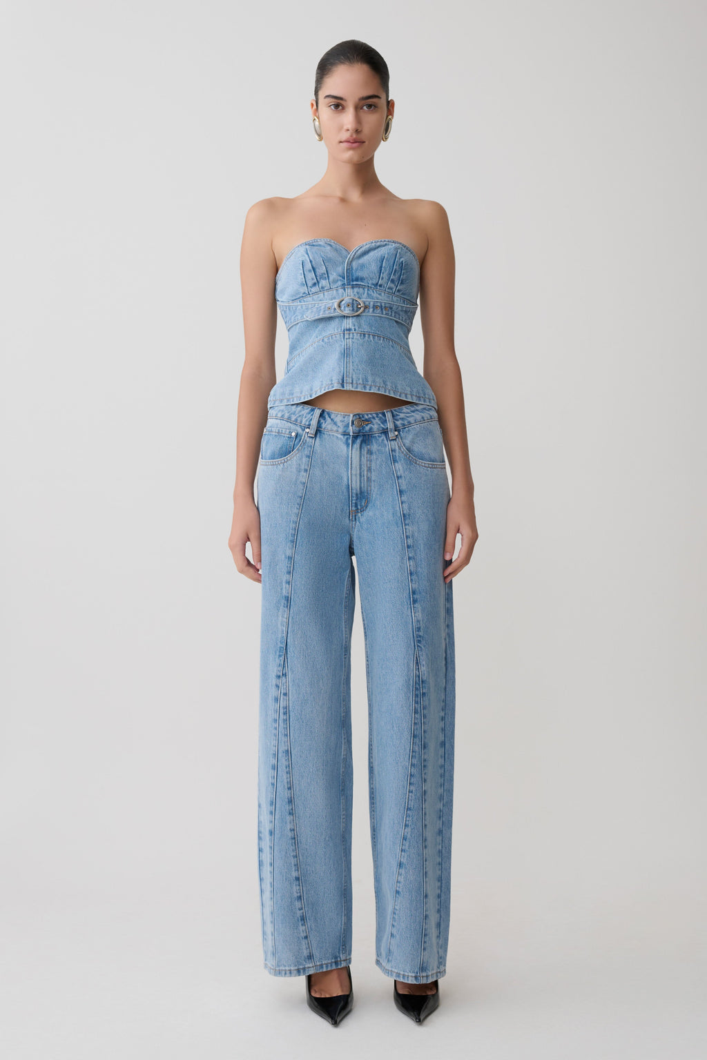 Spijkerjeans met wijde pijpen en normale taille - klassiek blauw