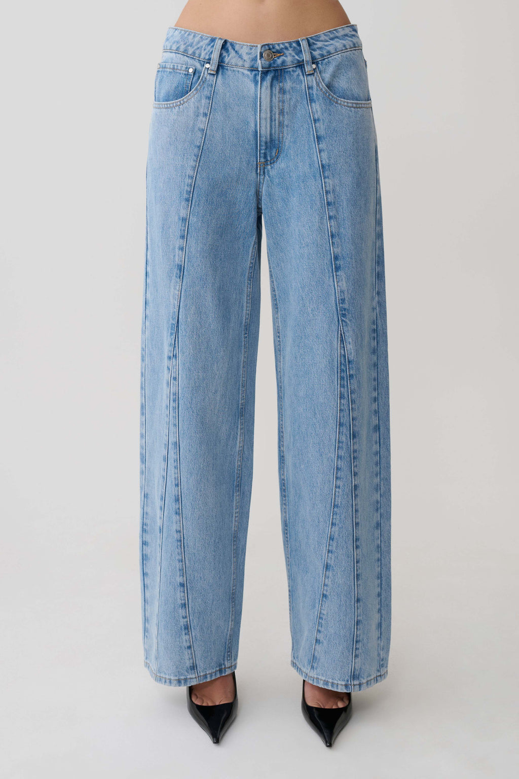 Spijkerjeans met wijde pijpen en normale taille - klassiek blauw