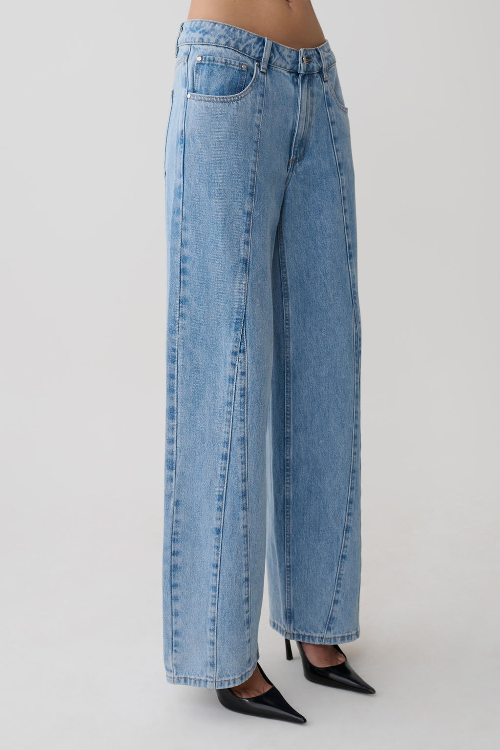 Spijkerjeans met wijde pijpen en normale taille - klassiek blauw