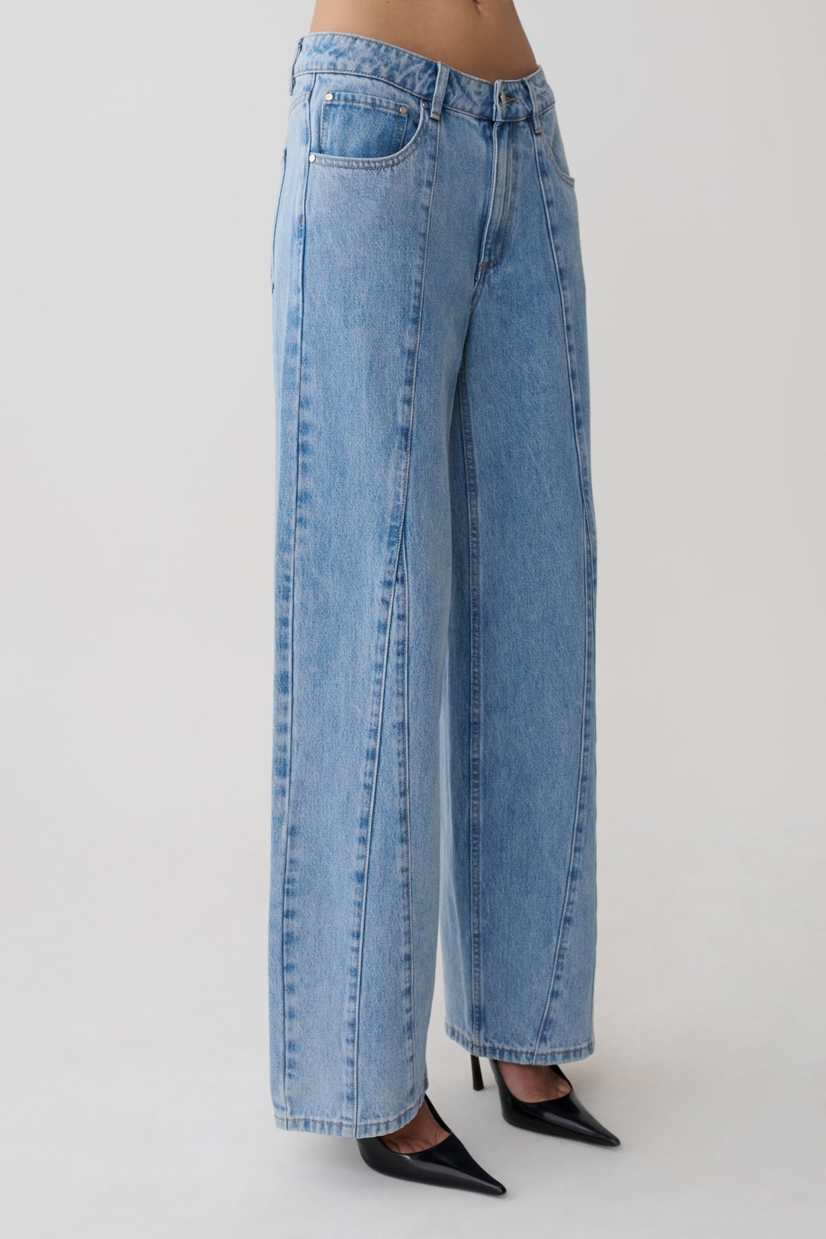 Spijkerjeans met wijde pijpen en normale taille - klassiek blauw