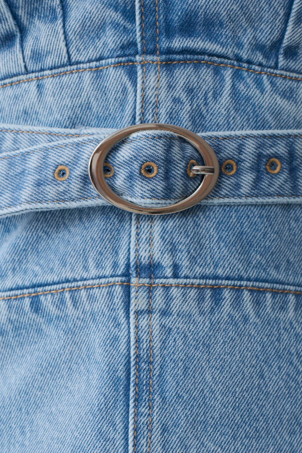 Strapless Denim Top With Buckle - Classic Blue
