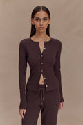 Fitted Knit Cardigan - Dark Chocolate