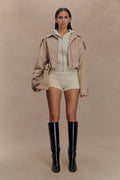 Cropped Collared Jacket - Camel