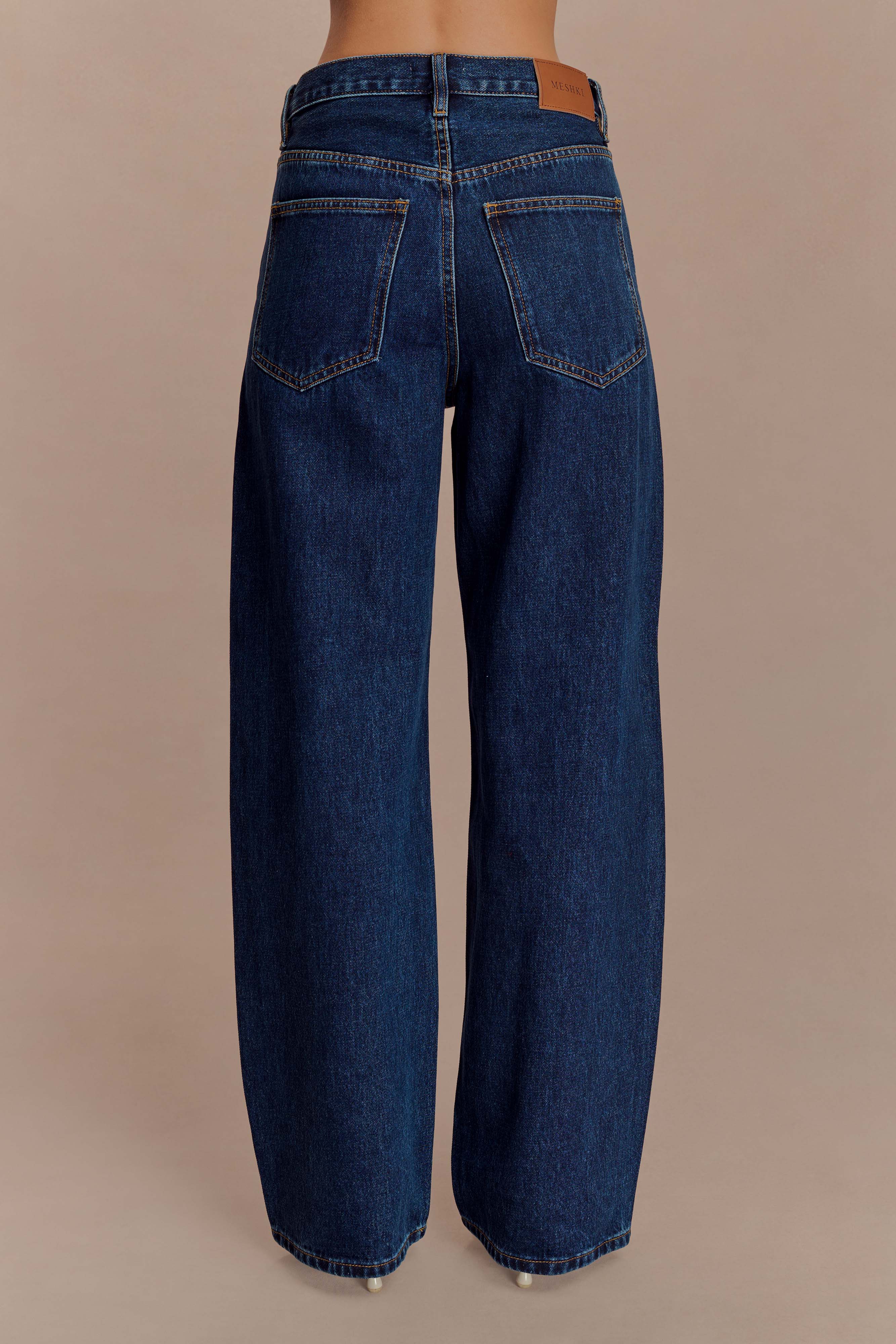 Mid Rise Diamante Denim Jeans - Midnight Blue