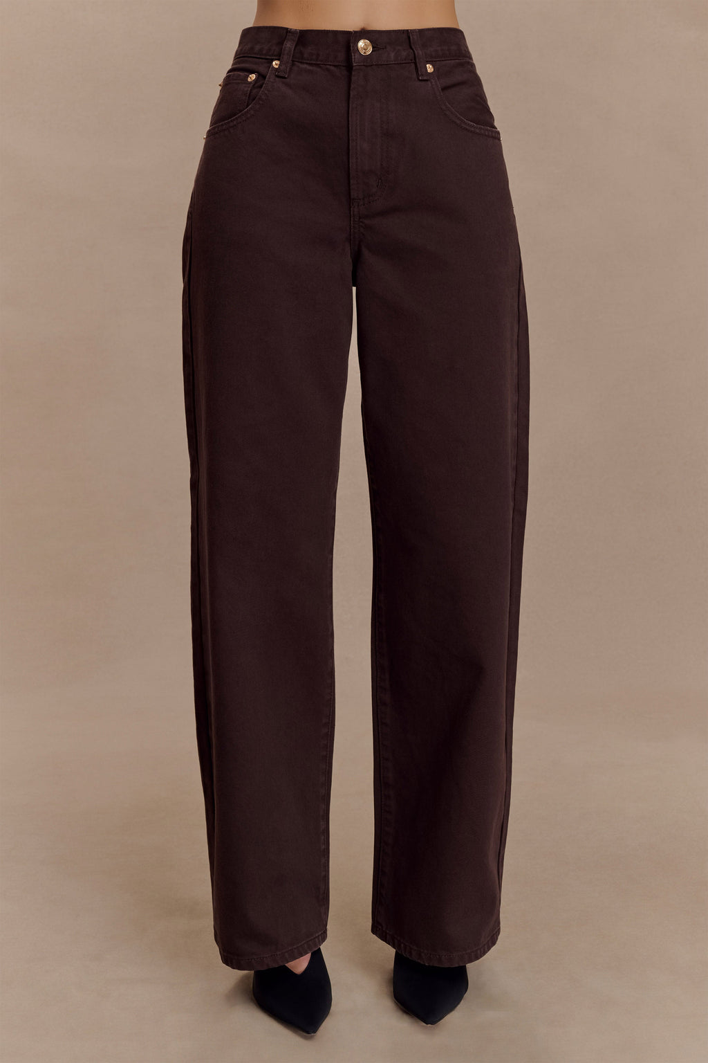 Mid Rise Denim Jeans - Chocolate