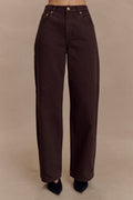 Mid Rise Denim Jeans - Chocolate