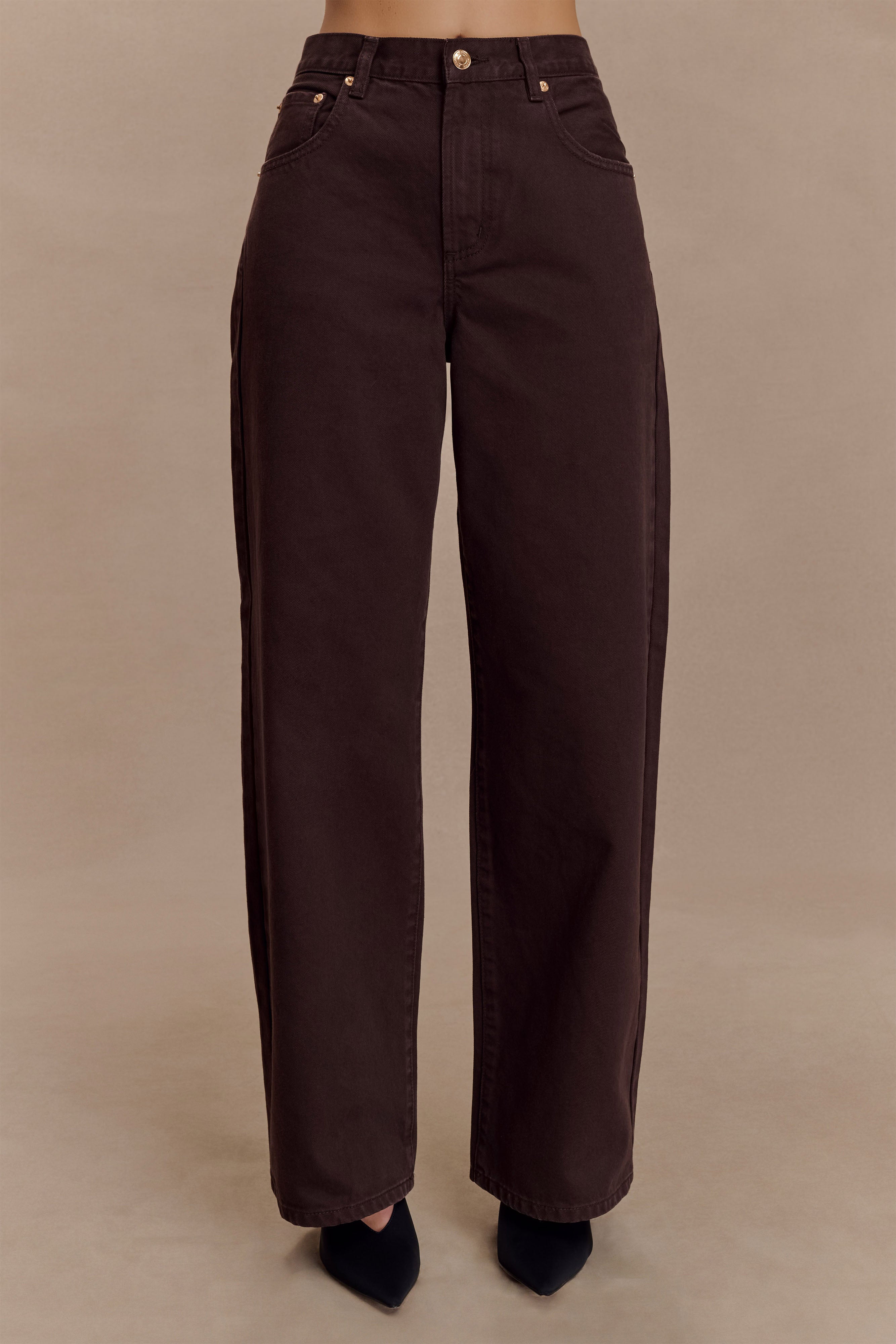 Mid Rise Denim Jeans - Chocolate