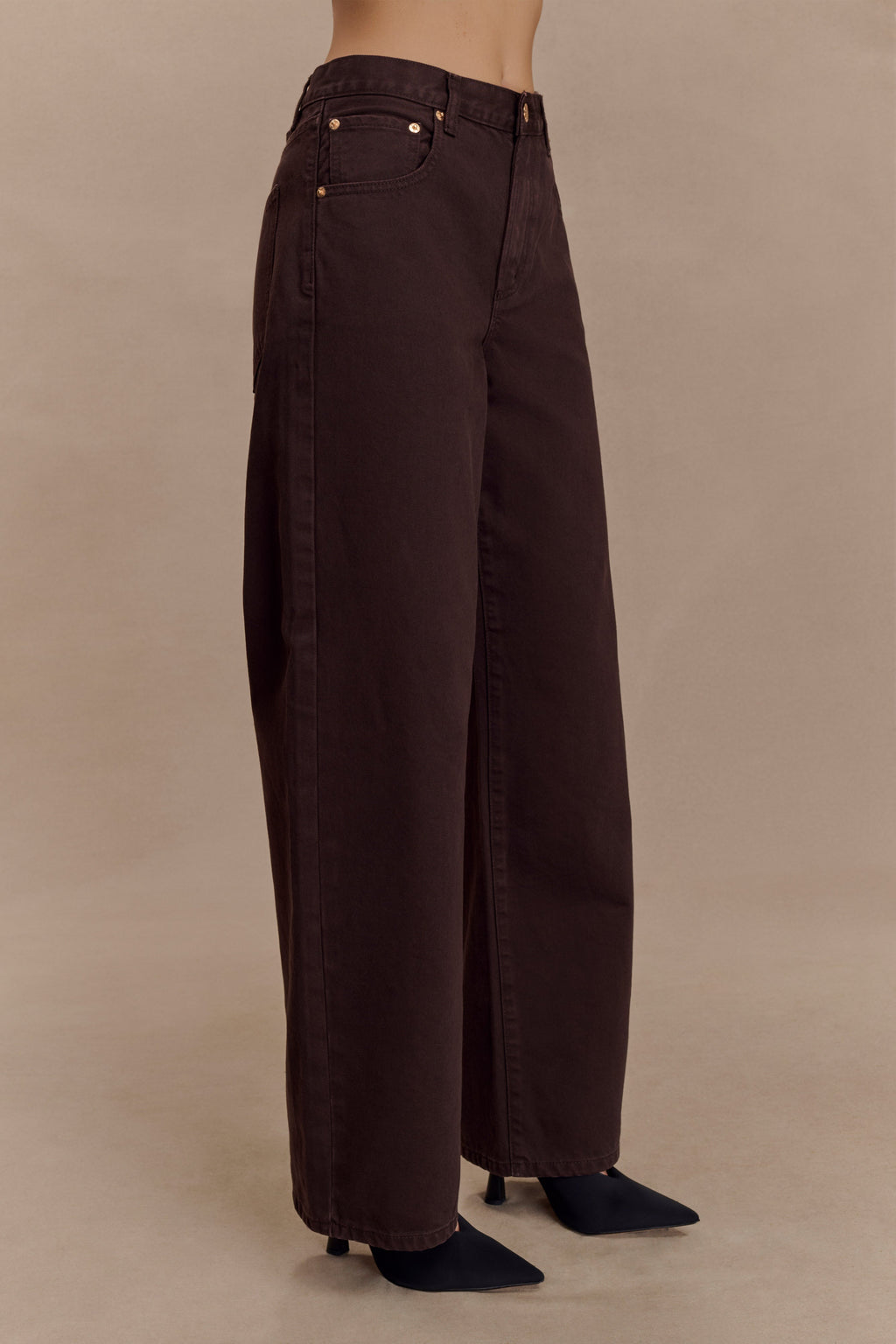 Mid Rise Denim Jeans - Chocolate
