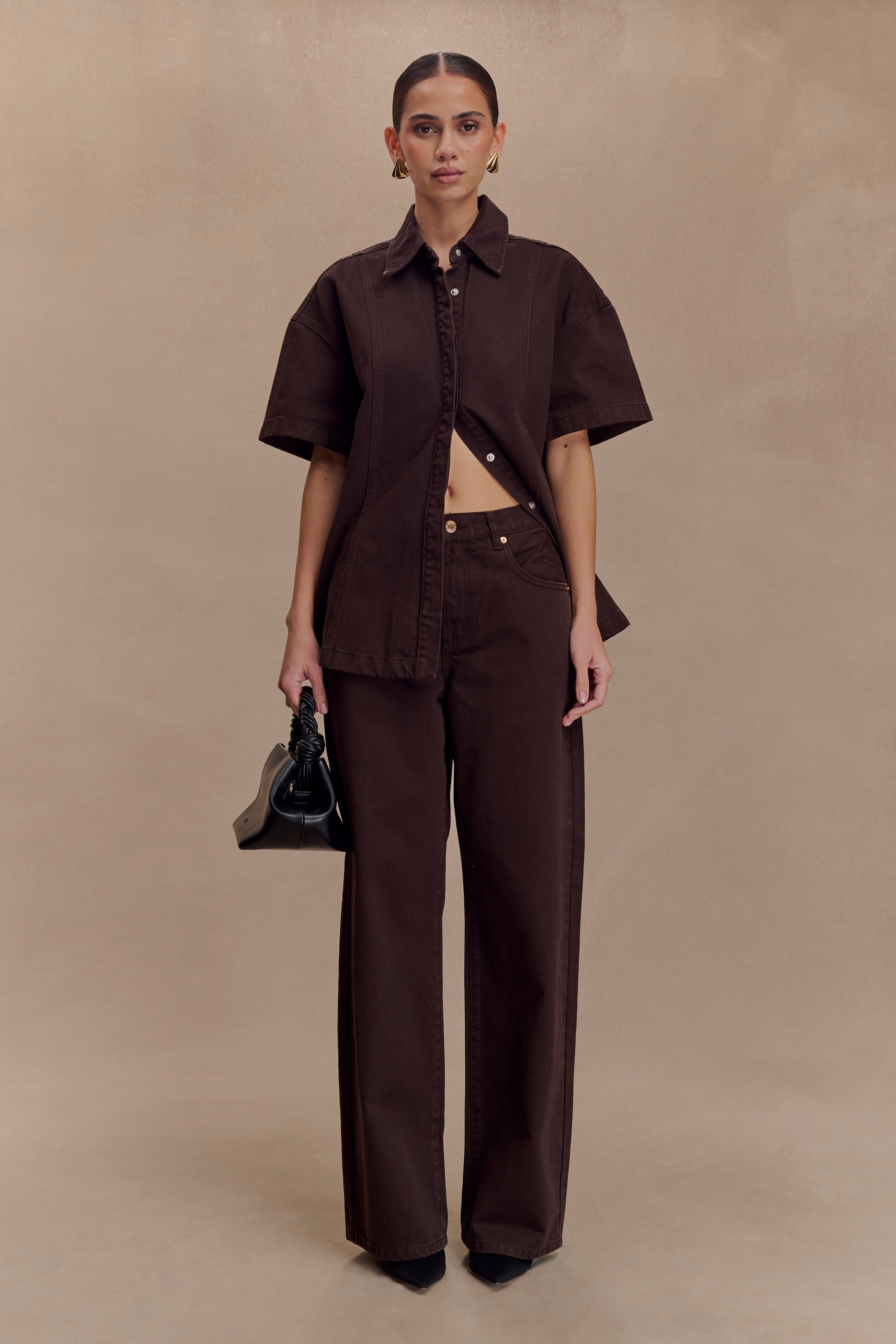 Mid Rise Denim Jeans - Chocolate