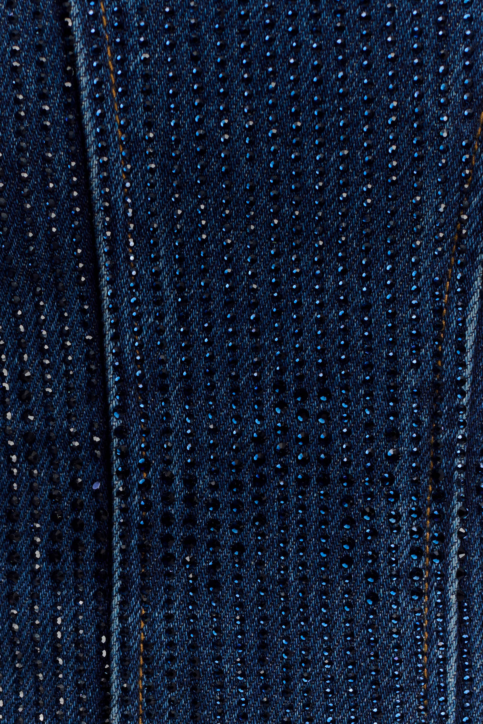 Strapless Diamante Denim Corset - Midnight Blue
