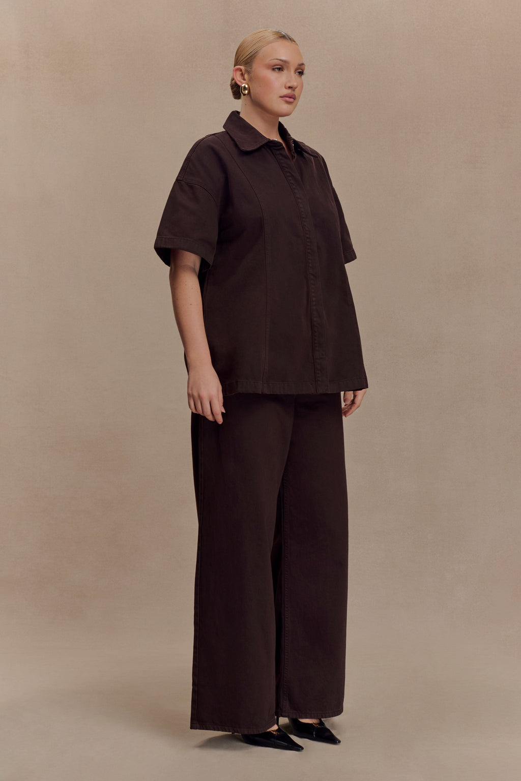 Oversized Denim Shirt - Chocolate