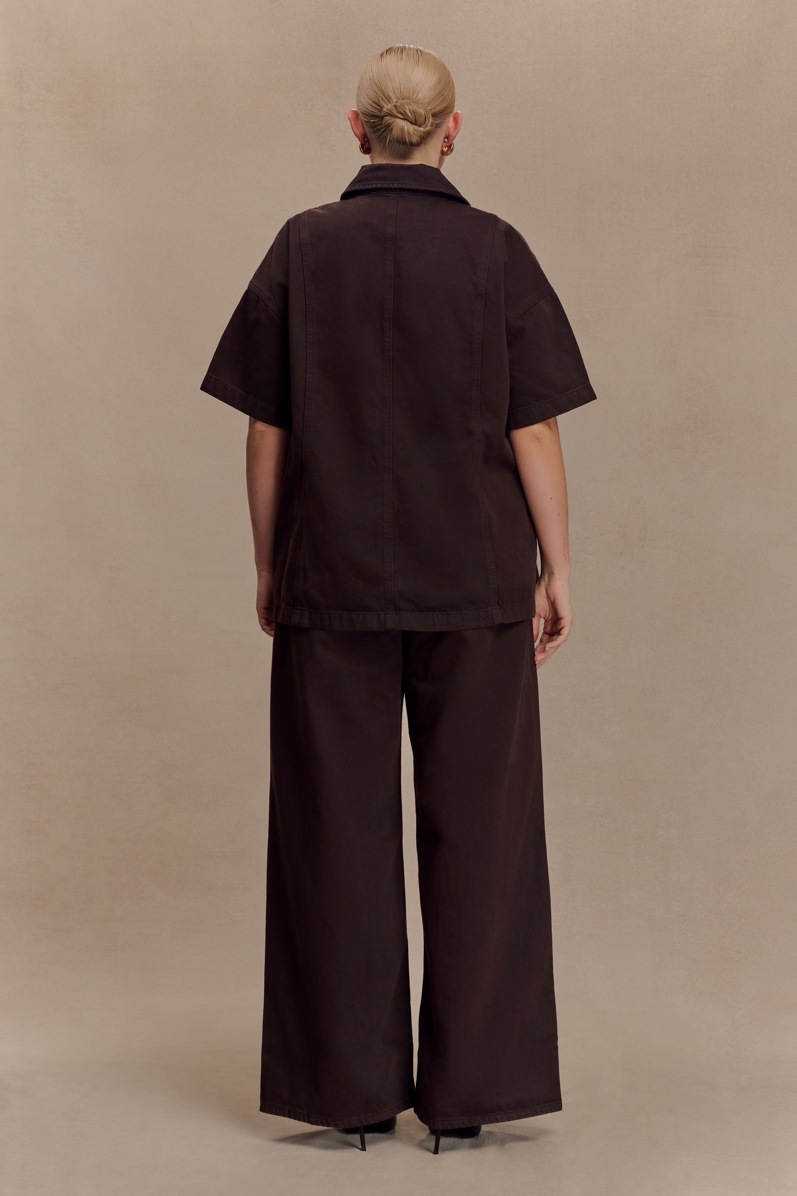 Oversized Denim Shirt - Chocolate