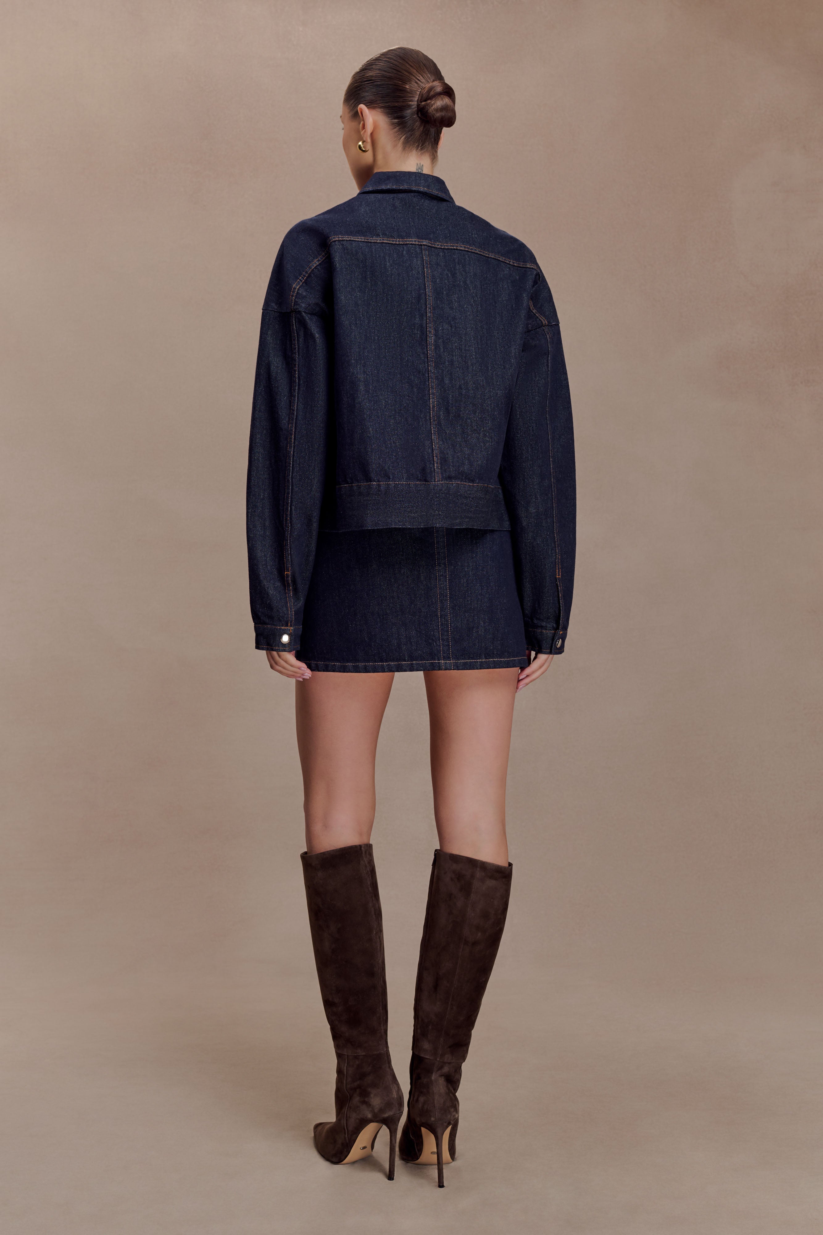 Oversized Jacket Top - Washed Indigo Blue