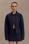 Oversized Jacket Top - Washed Indigo Blue