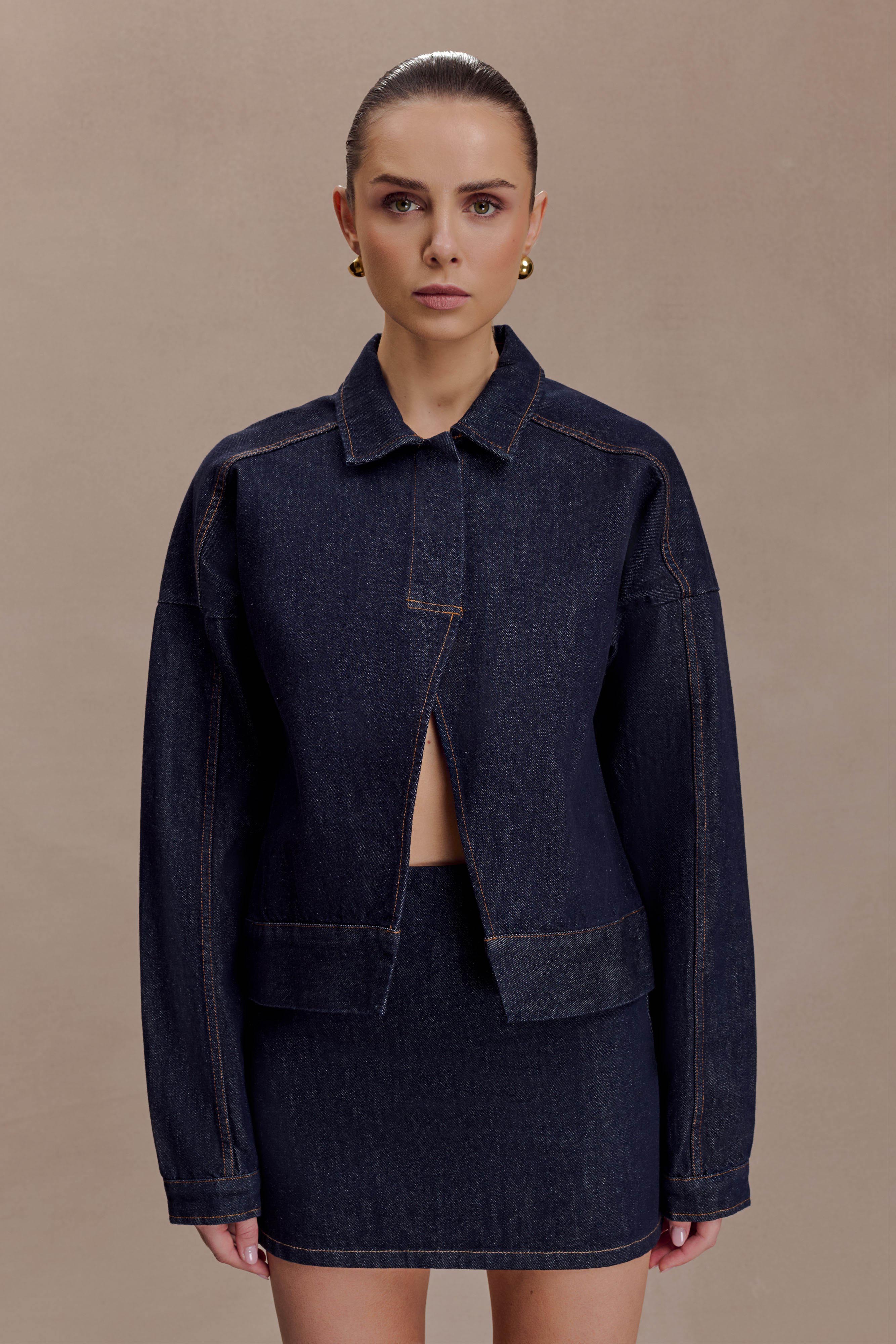 Oversized Jacket Top - Washed Indigo Blue