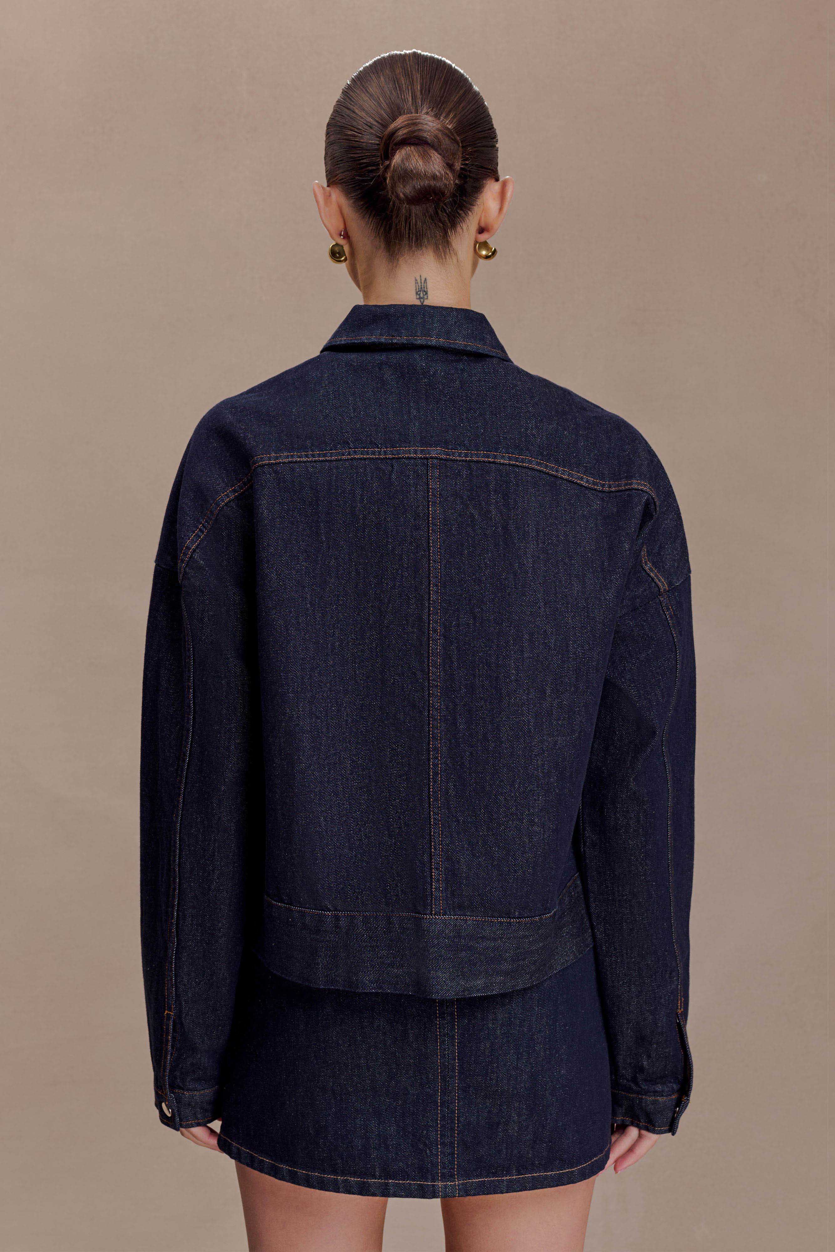 Oversized Jacket Top - Washed Indigo Blue