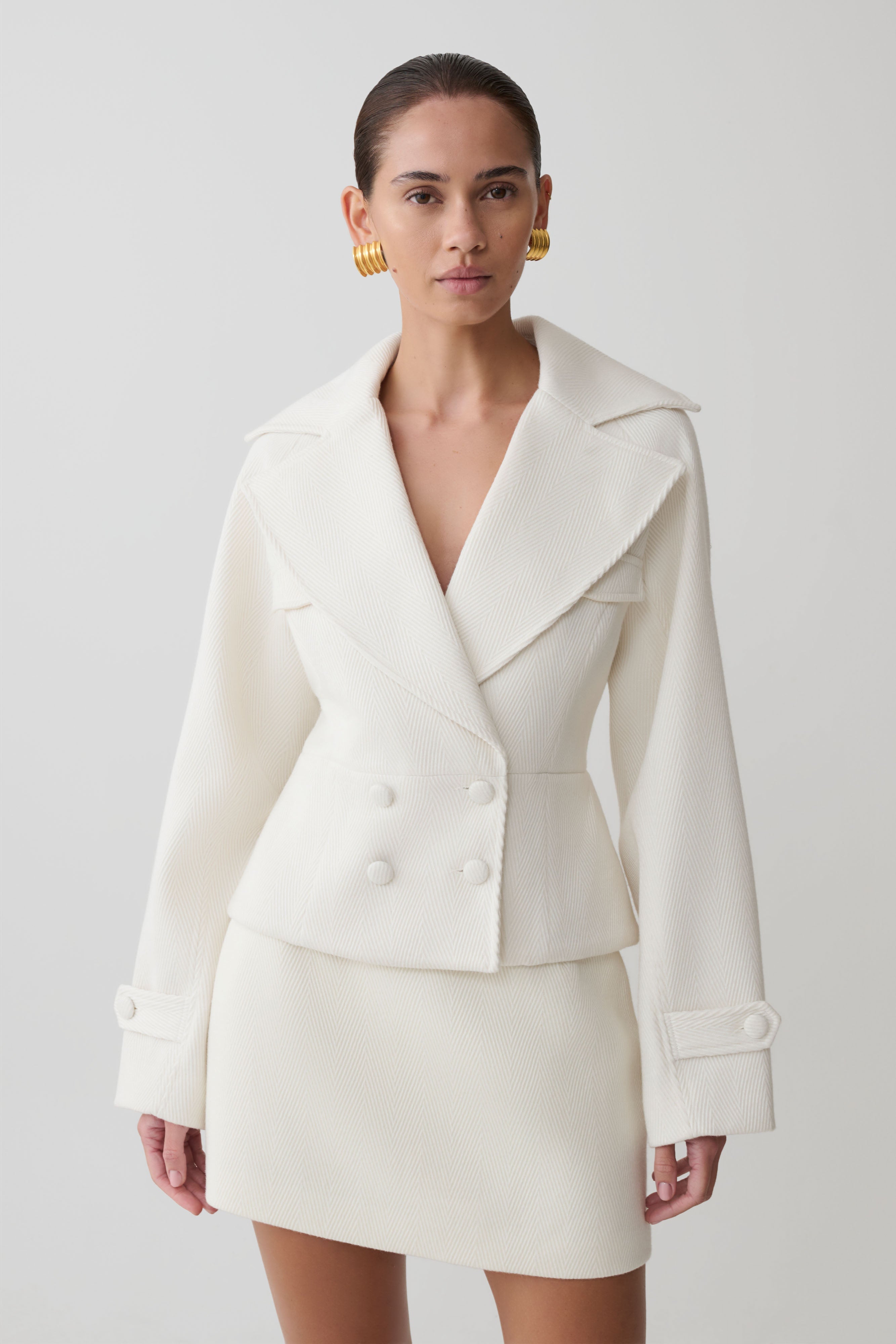 ECropped Collared Jacket - Ivory