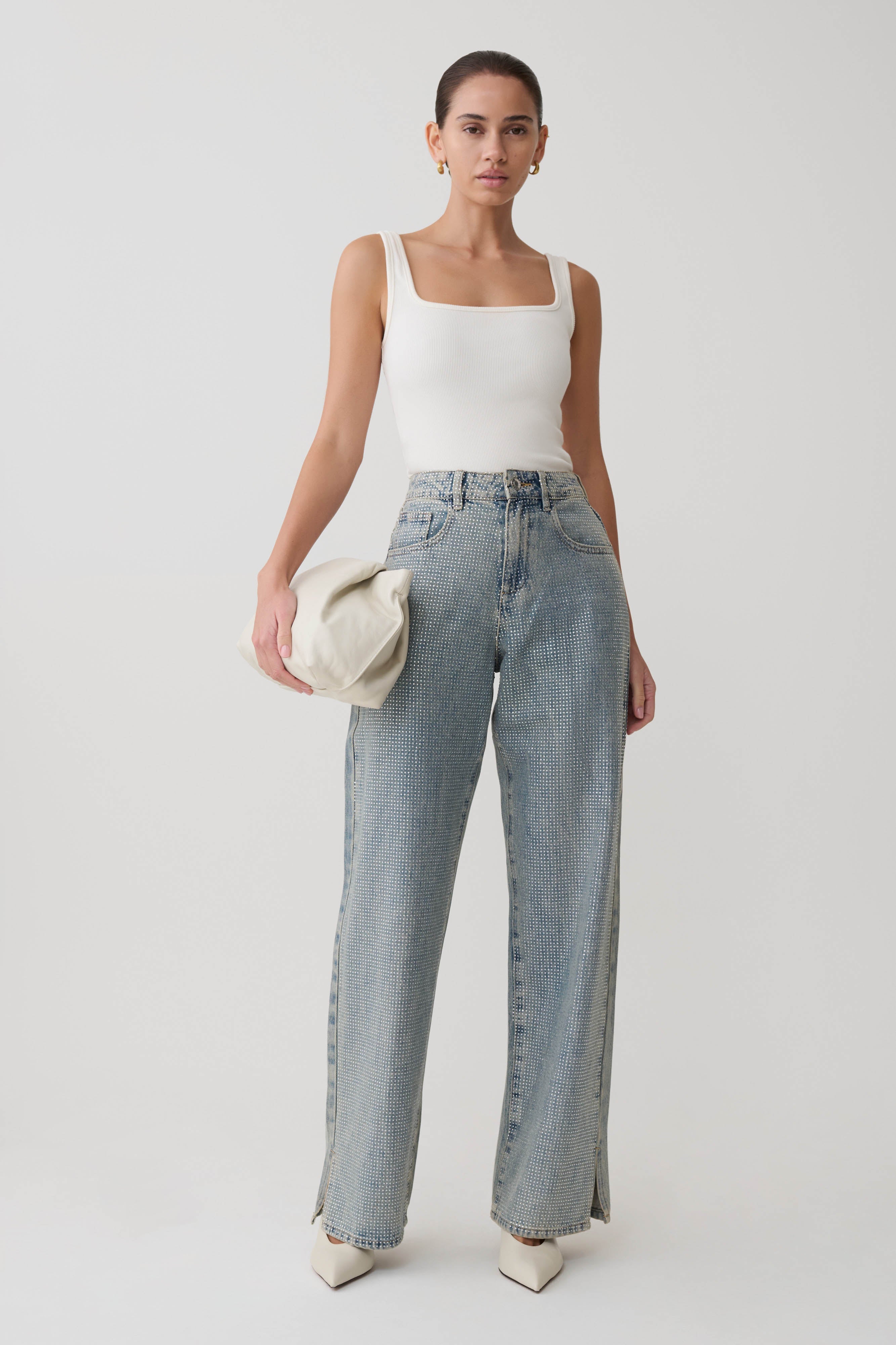Diamante Denim Jeans - Blue/Green