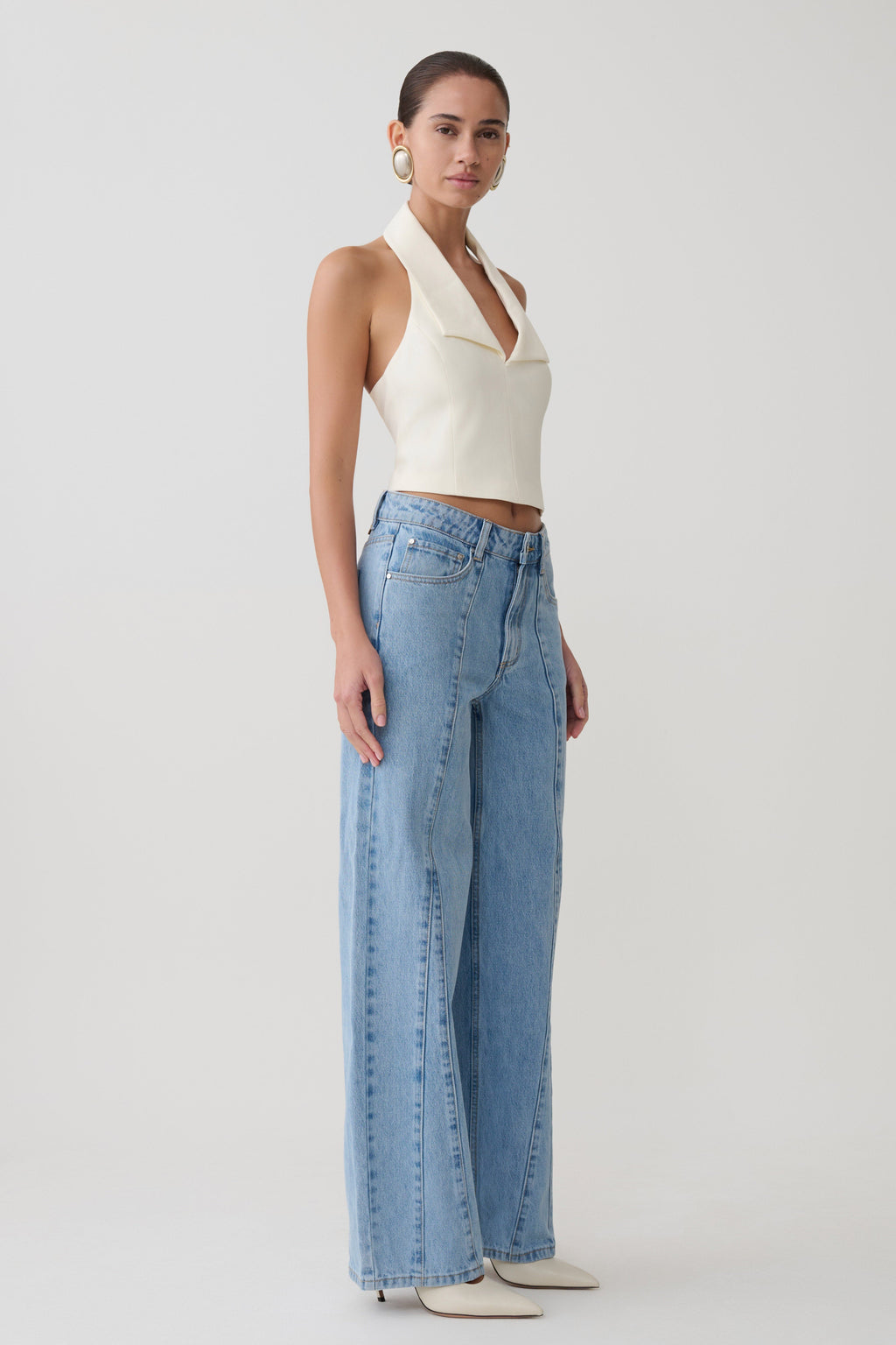 Spijkerjeans met wijde pijpen en normale taille - klassiek blauw