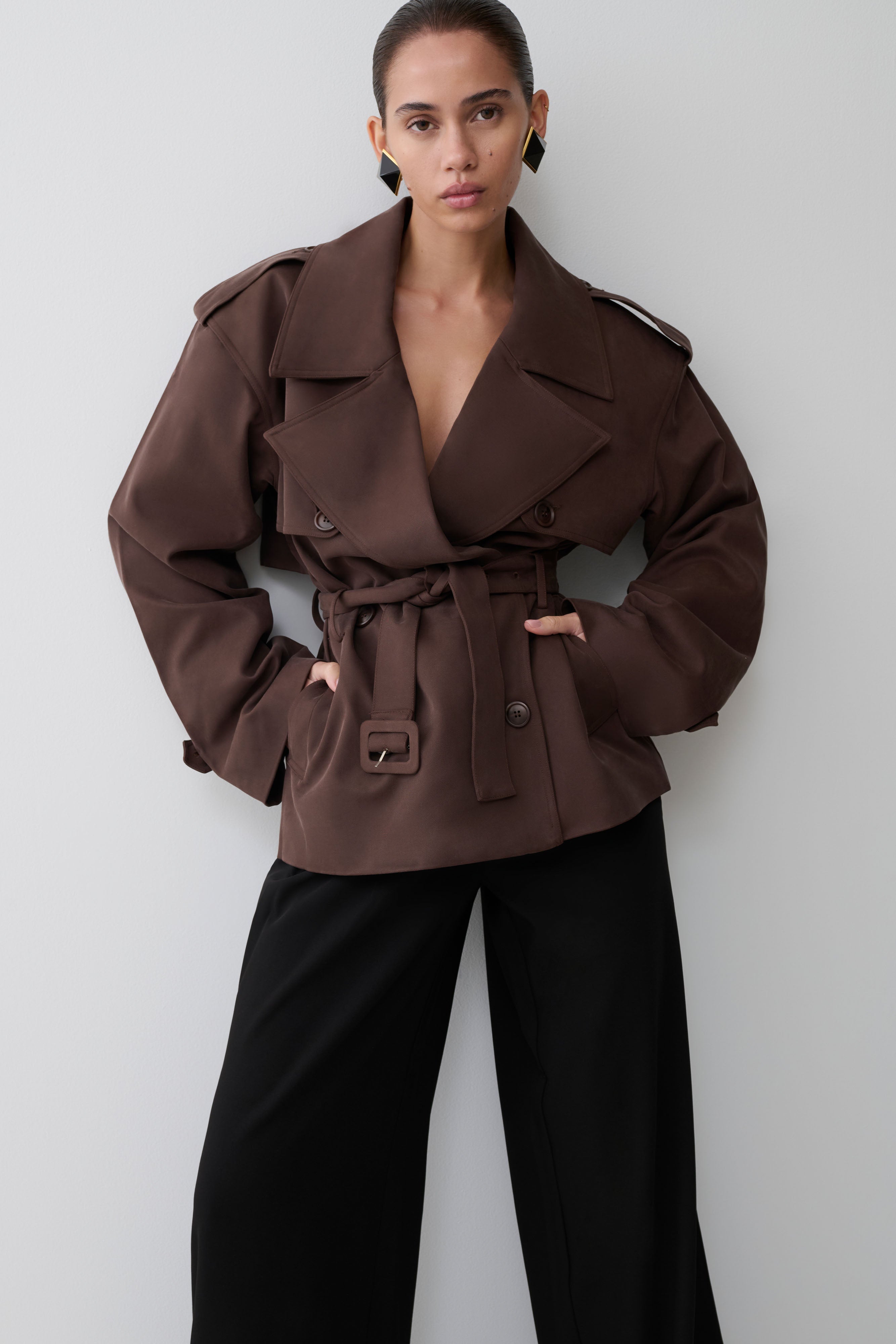 Short Trench Jacket - Chocolate