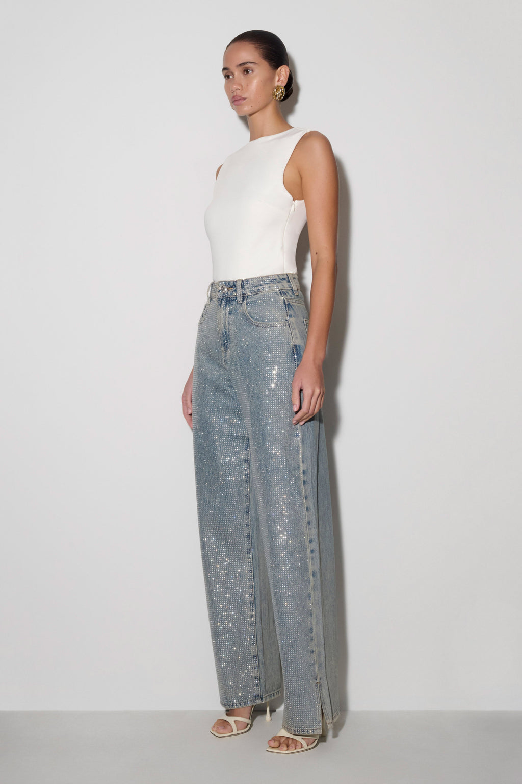 Diamante Denim Jeans - Blue/Green