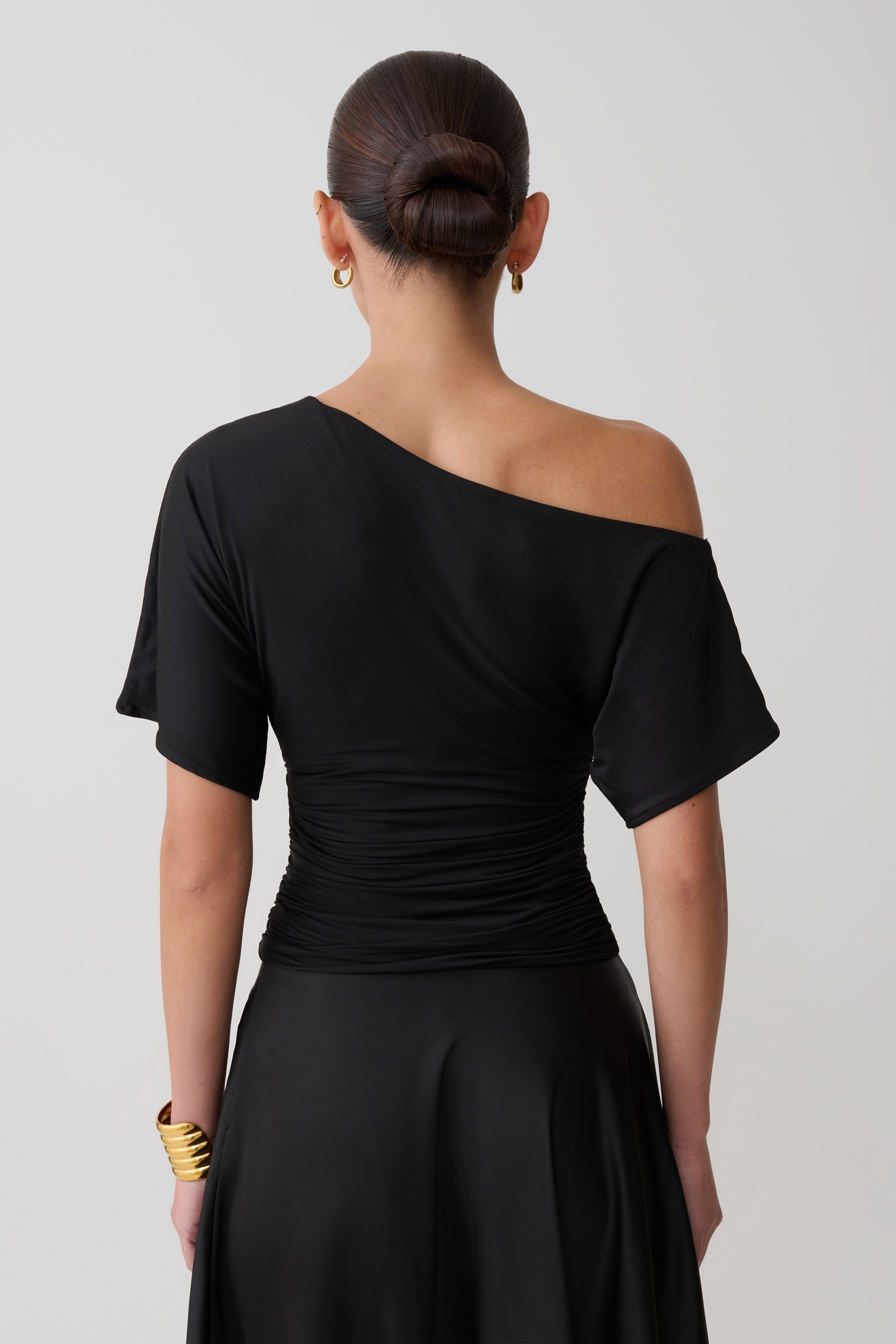 Off Shoulder Slinky Top - Black