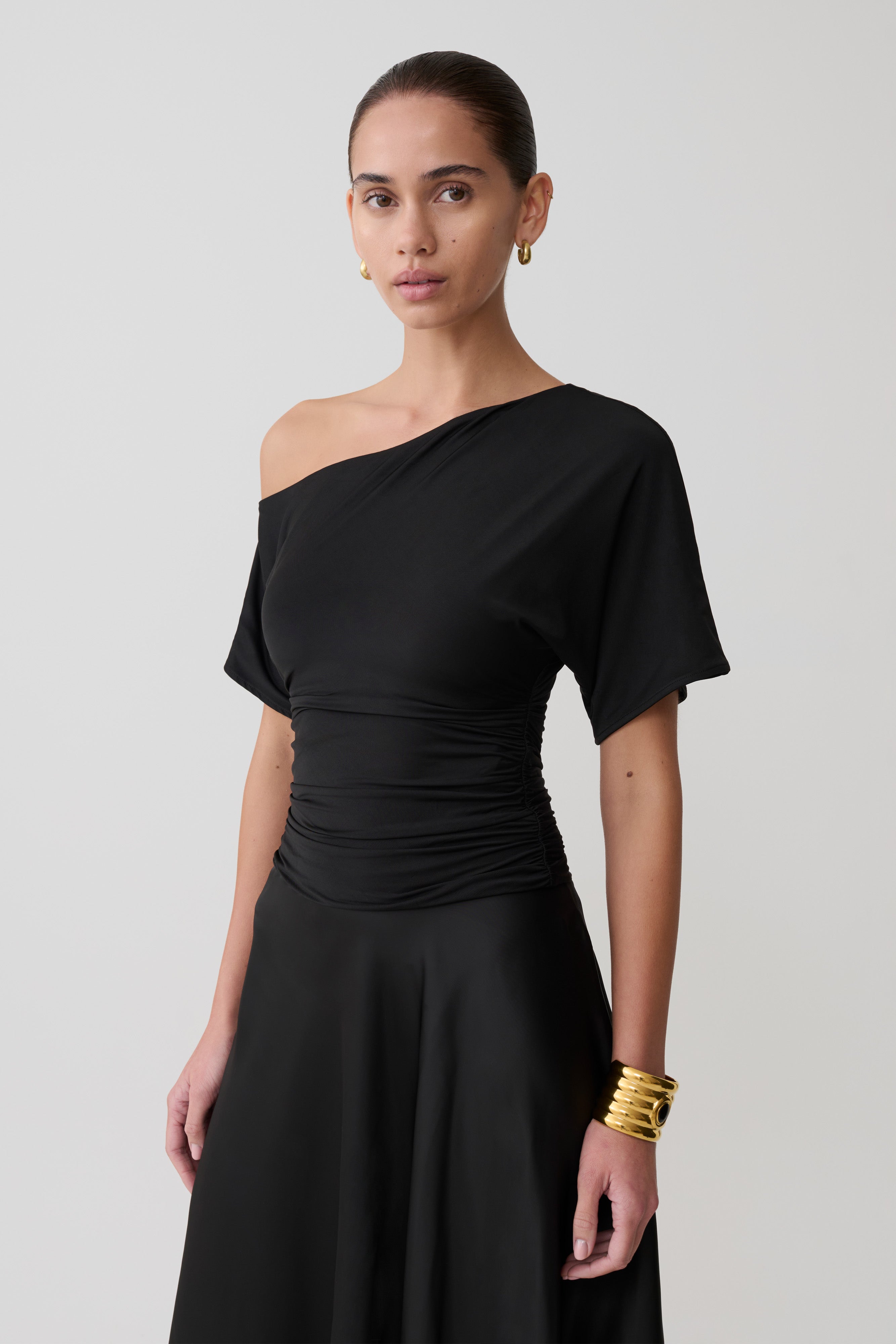 Off Shoulder Slinky Top - Black
