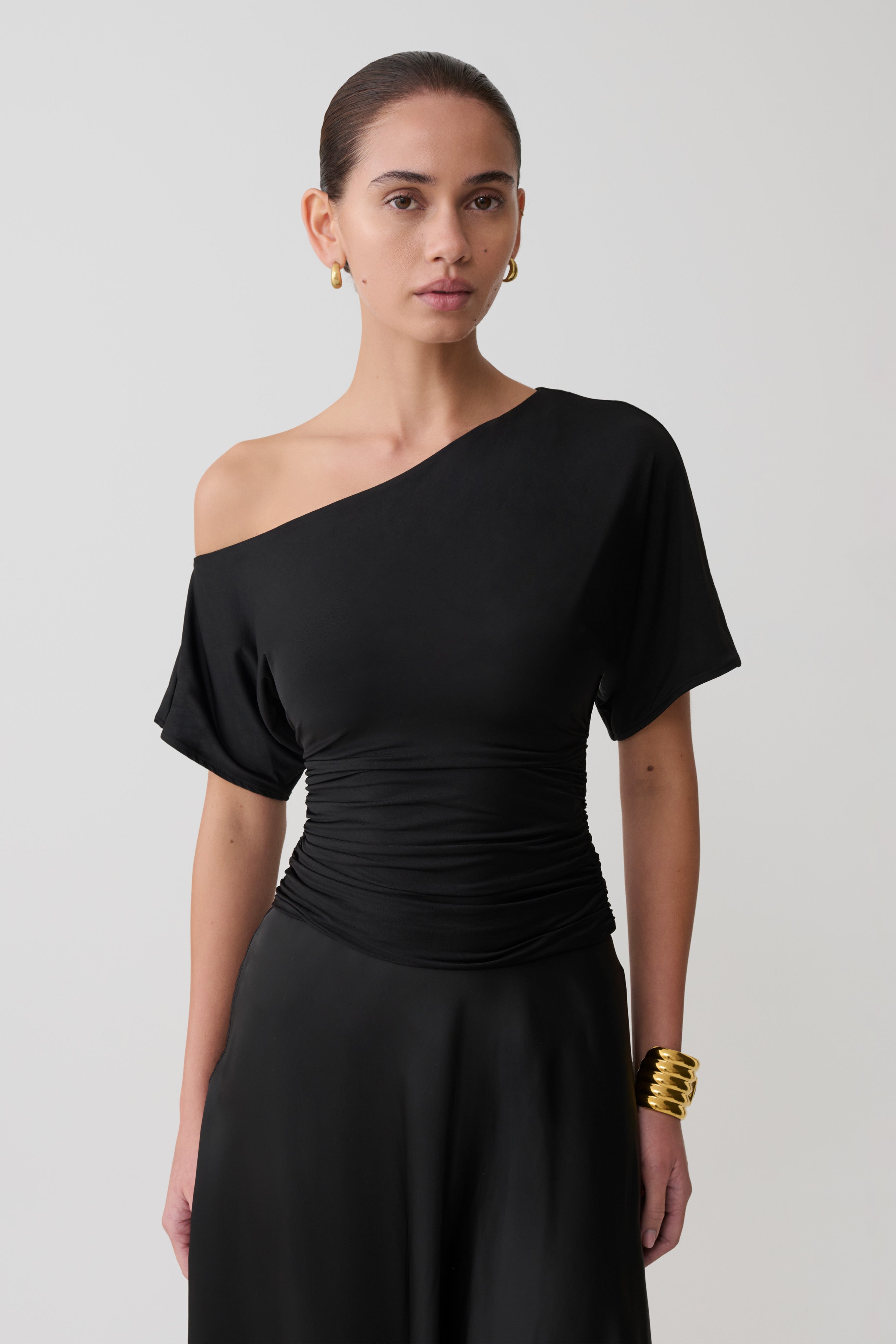 Off Shoulder Slinky Top - Black