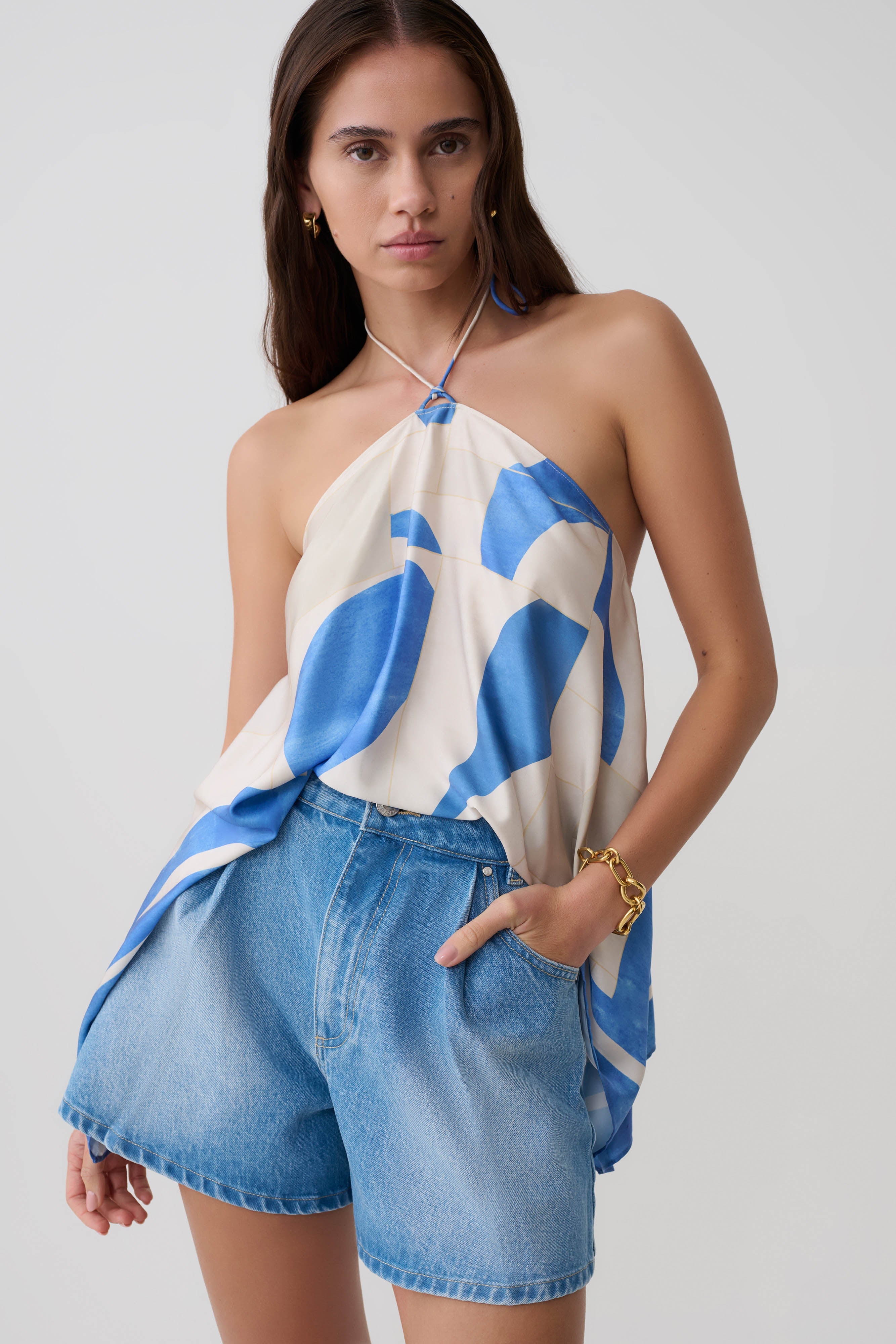A-Line Denim Shorts - Summer Blue