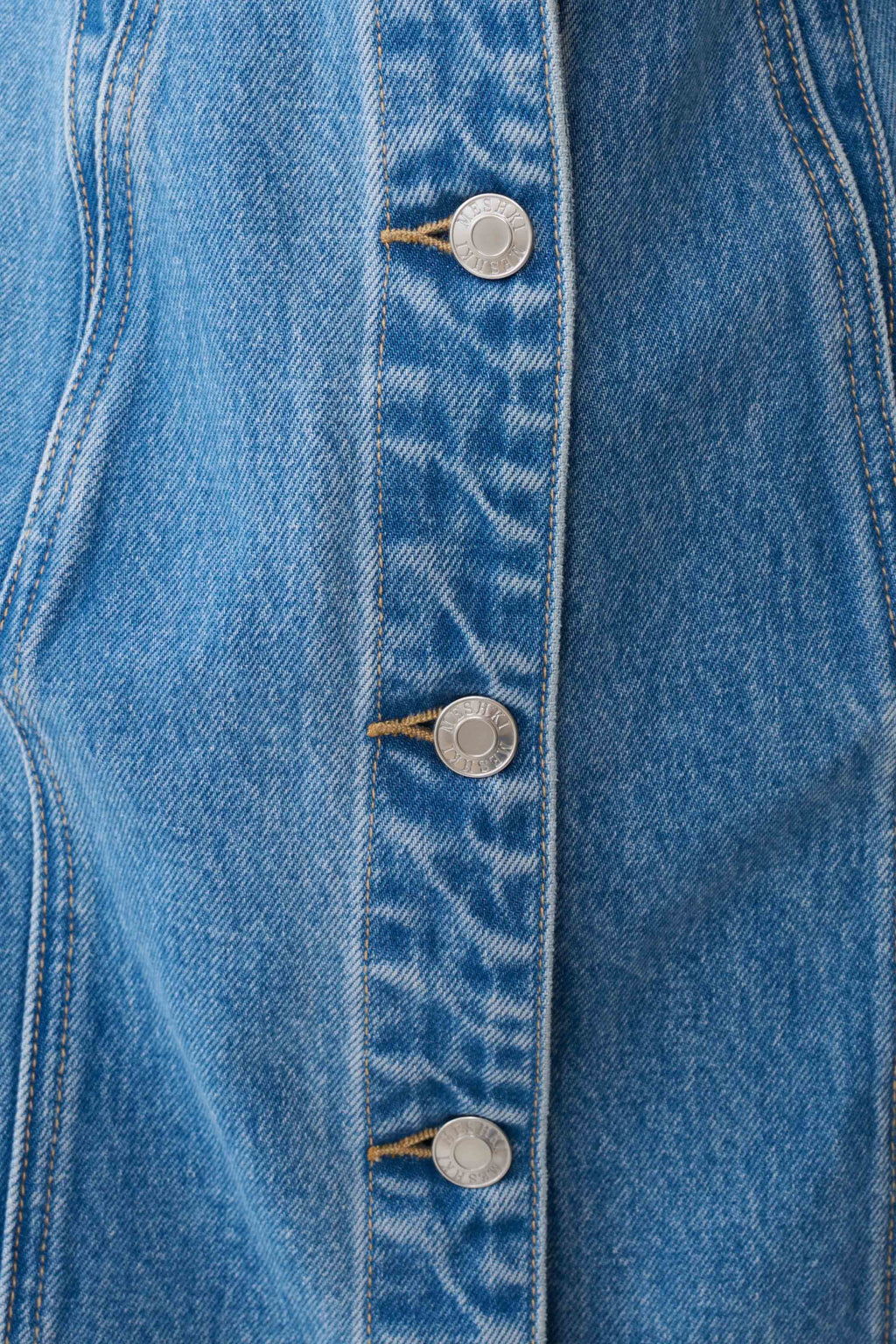 Button Front Denim Mini Dress - Summer Blue