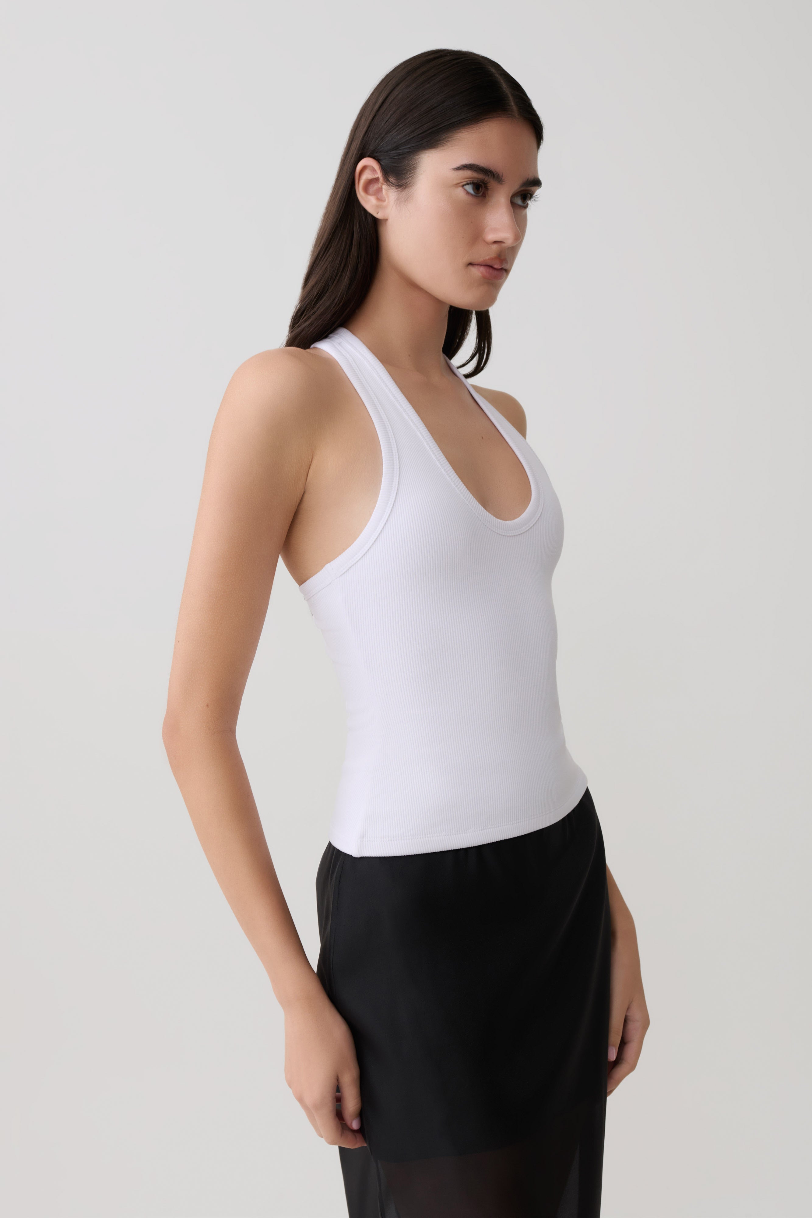 Ribbed Tank - White
