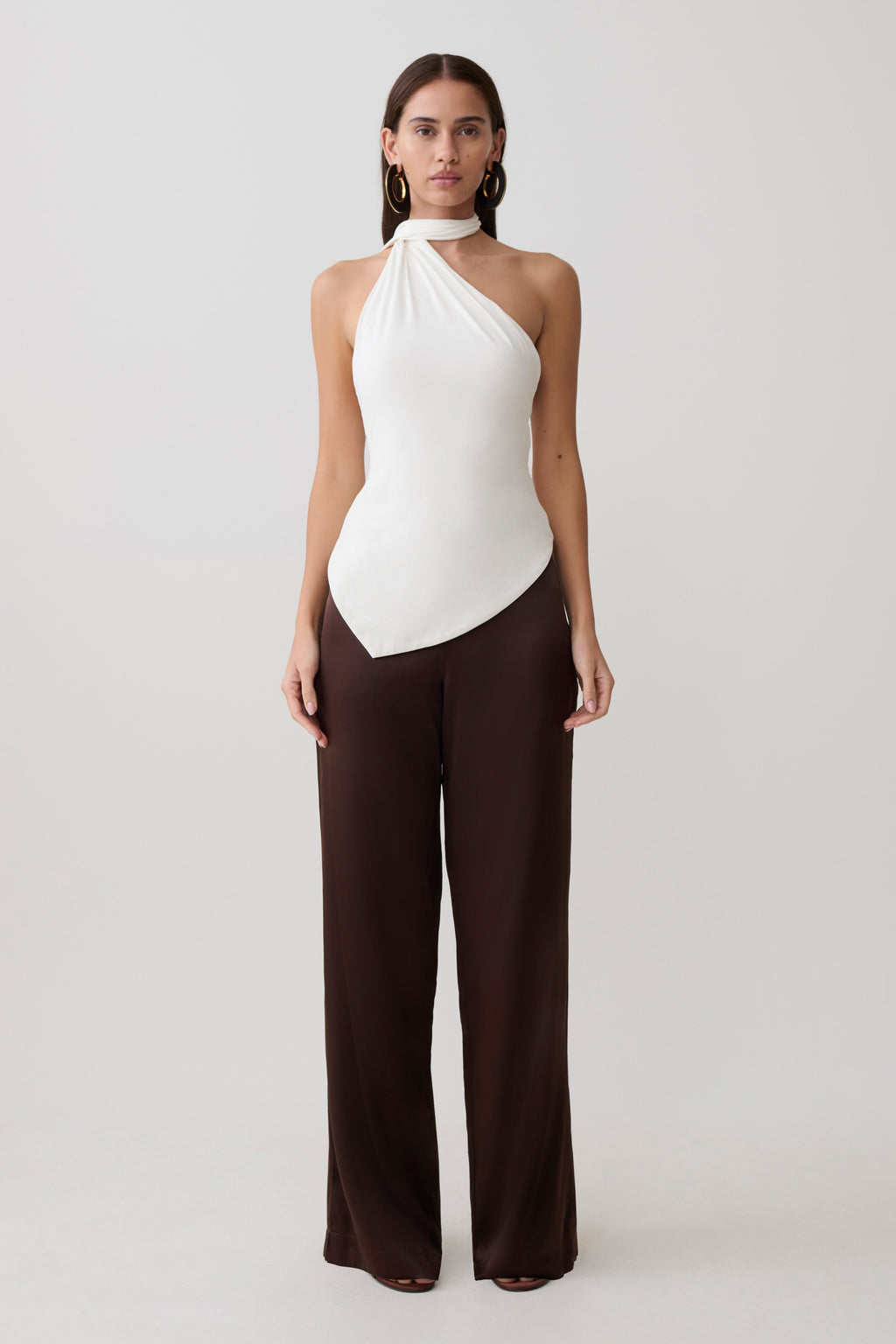 One Shoulder Tie Top - White