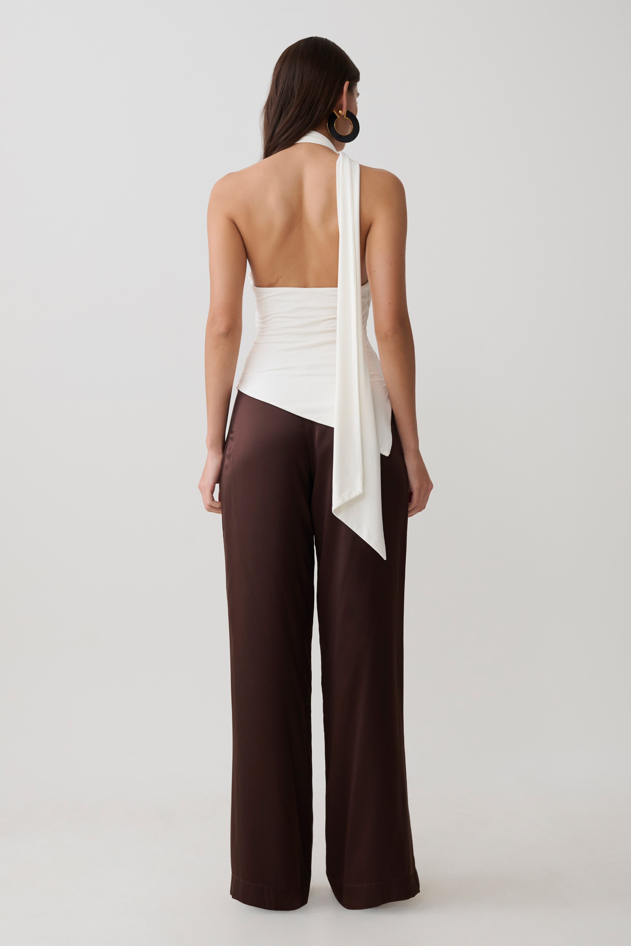 One Shoulder Tie Top - White