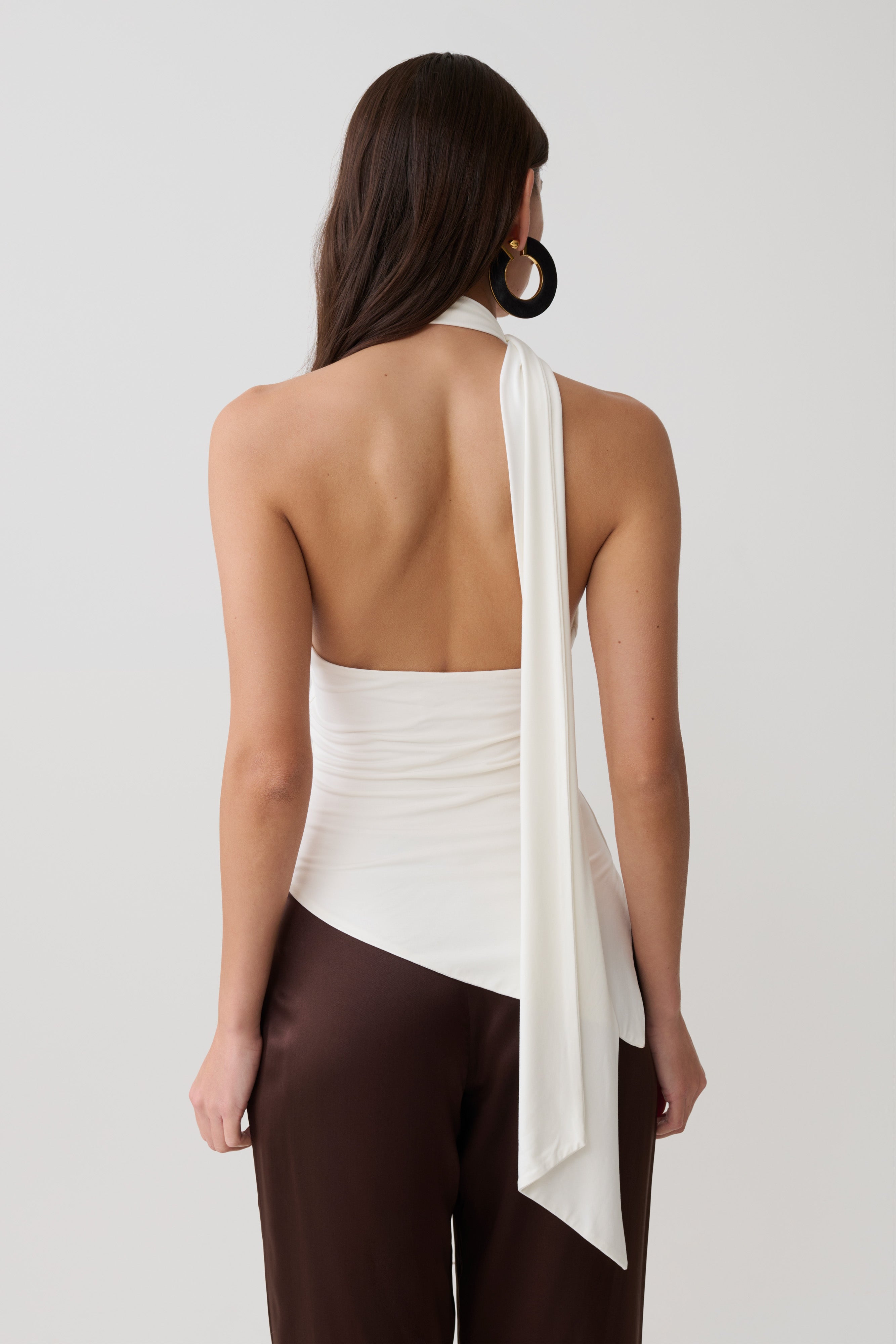 One Shoulder Tie Top - White