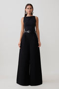 Oversized jeans met plooi aan de voorkant - Zwart