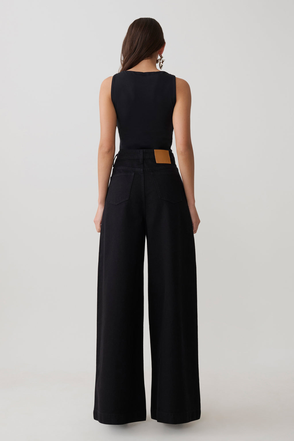 Oversized jeans met plooi aan de voorkant - Zwart