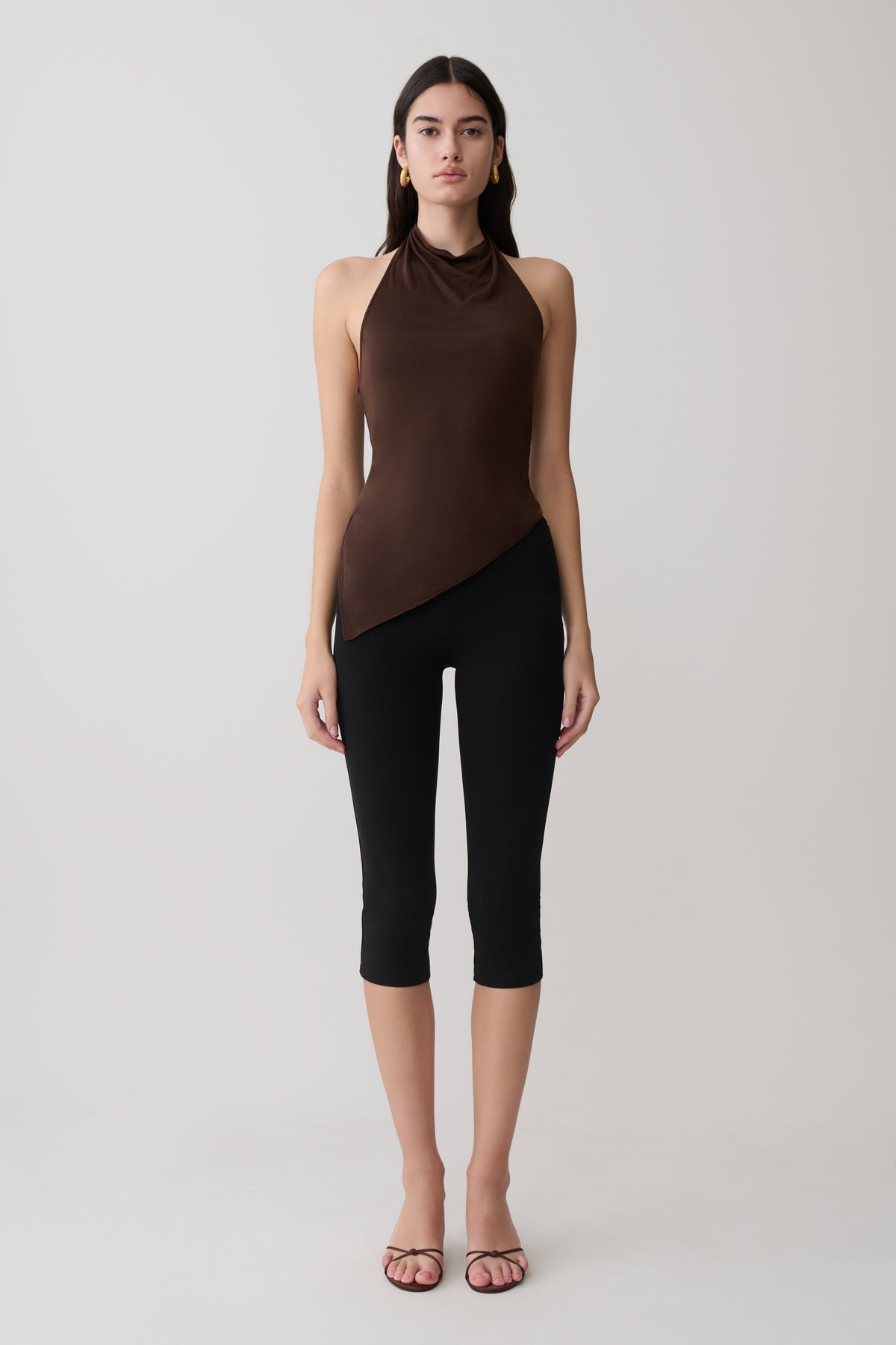 Relaxed Sheer Halter Top - Espresso