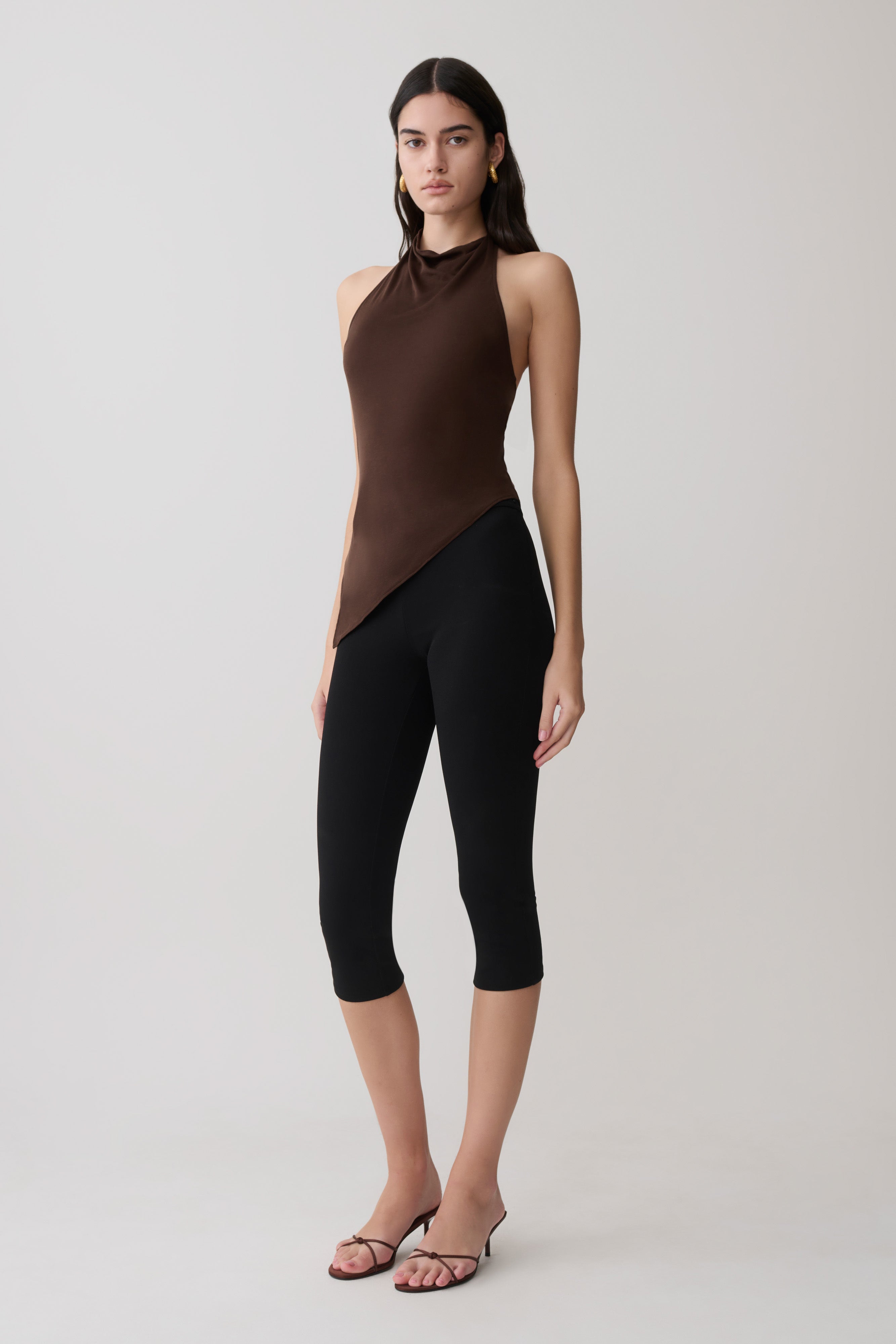 Relaxed Sheer Halter Top - Espresso