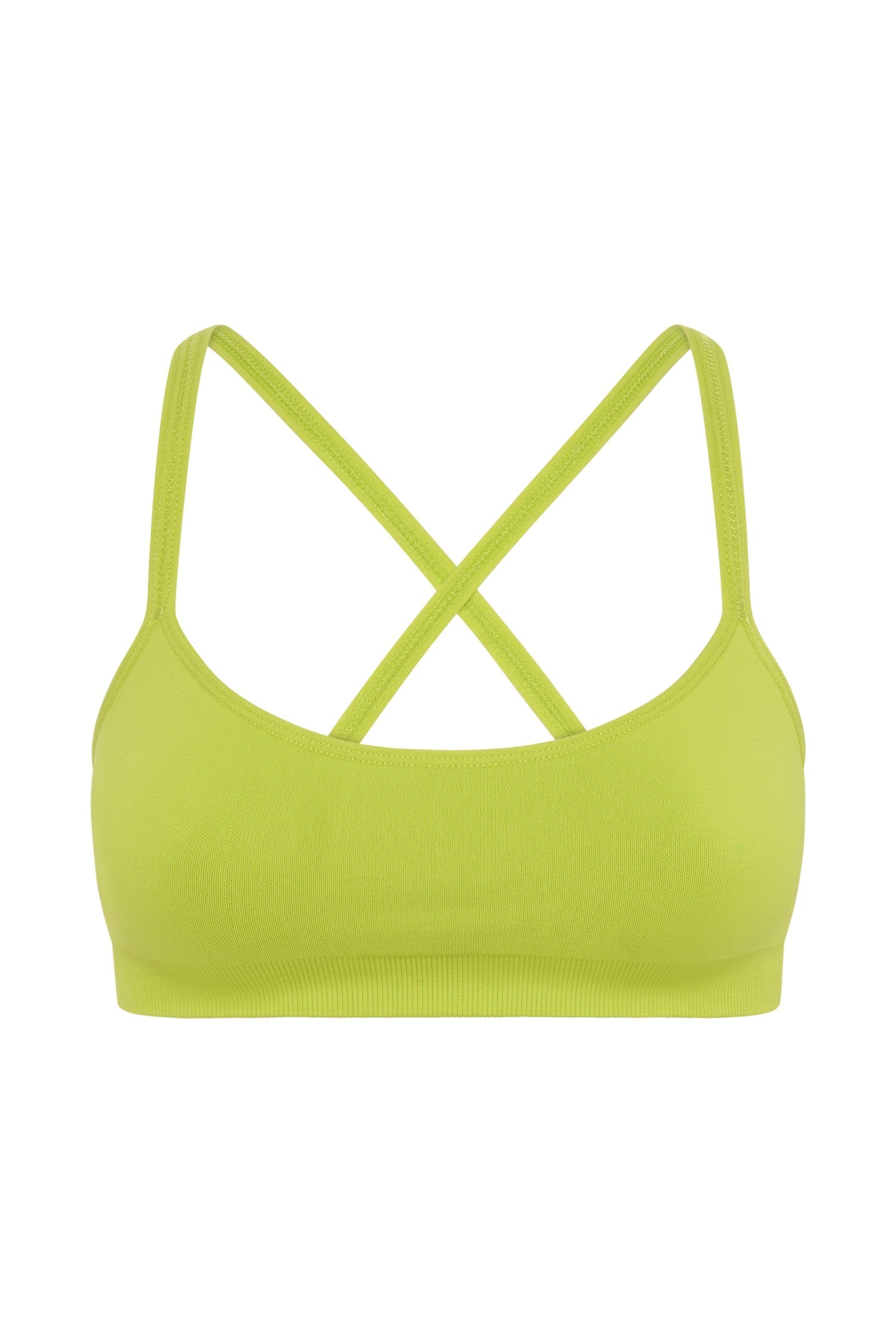 Cross Back Seamless Crop - Lime Green