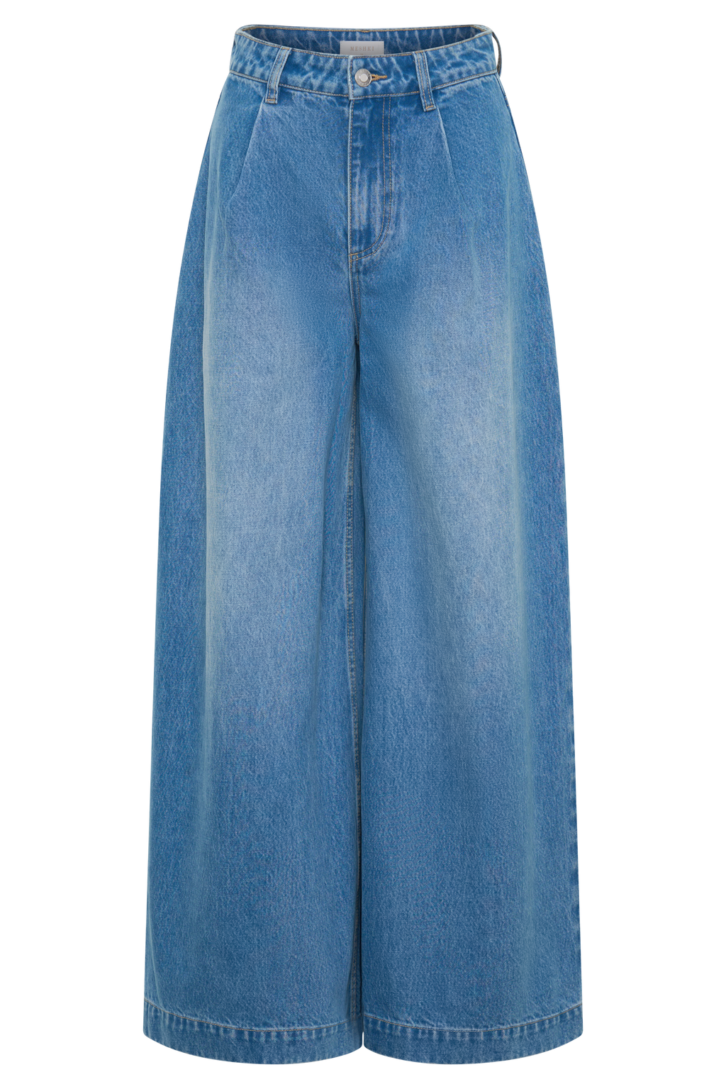 Oversized spijkerbroek met plooi aan de voorkant - zomerblauw