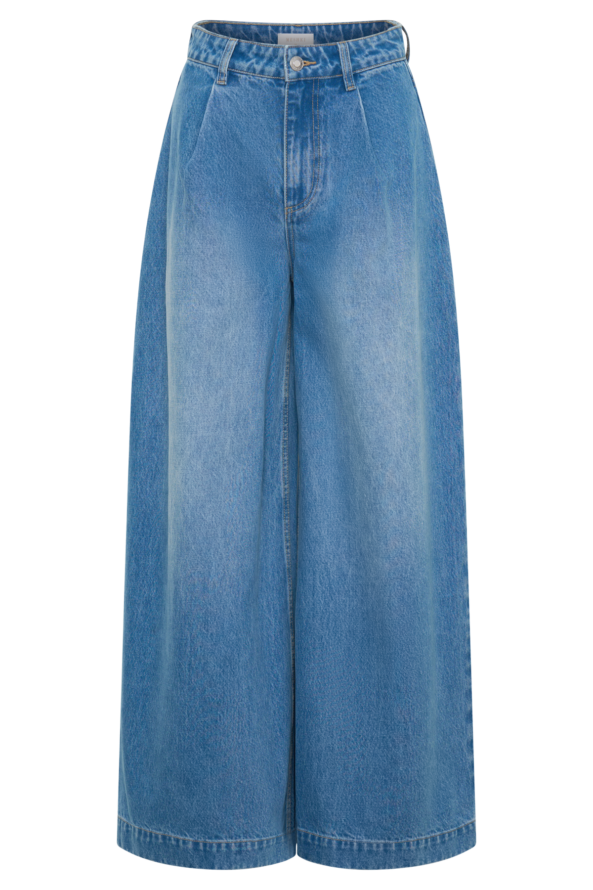 Oversized spijkerbroek met plooi aan de voorkant - zomerblauw