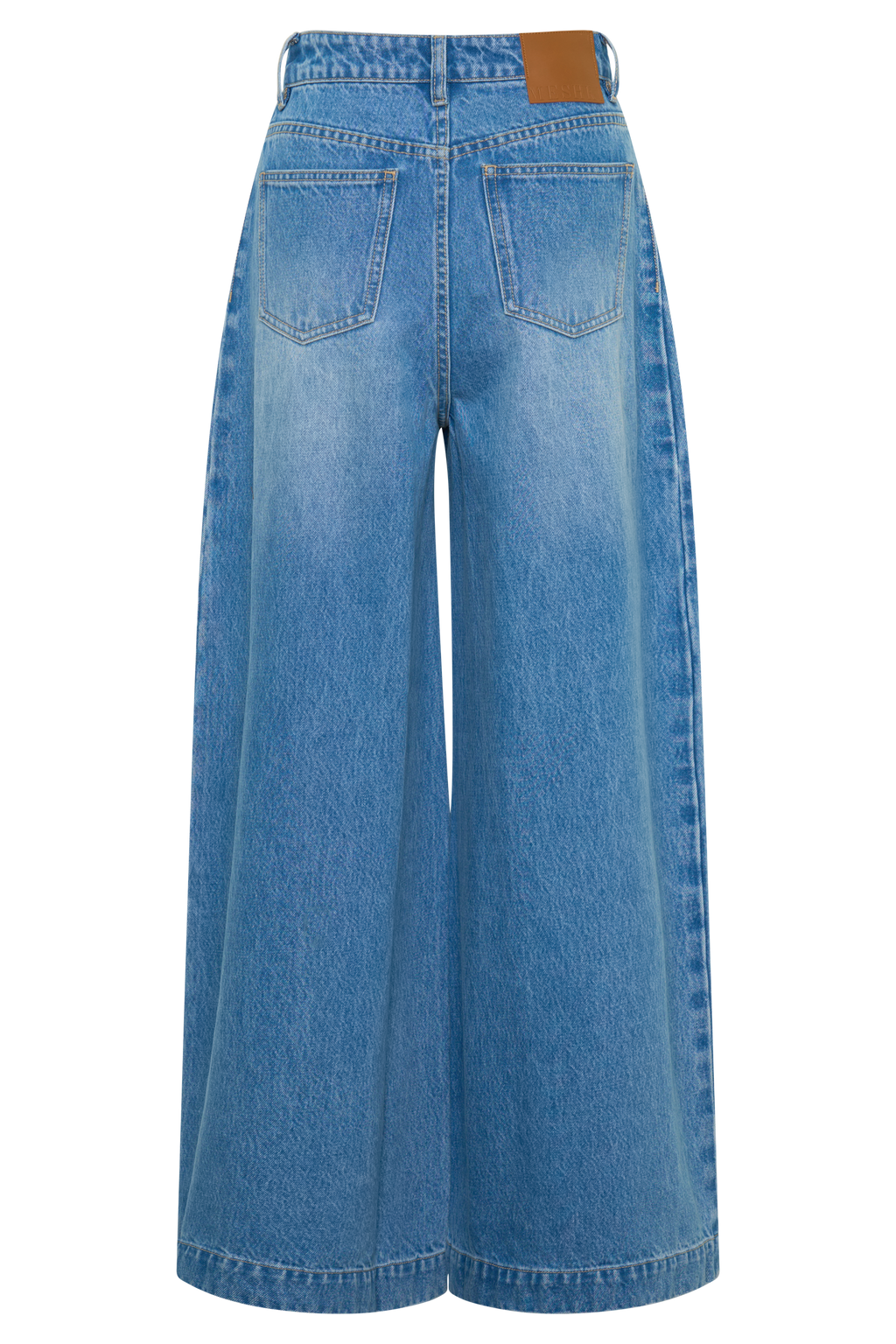 Oversized spijkerbroek met plooi aan de voorkant - zomerblauw