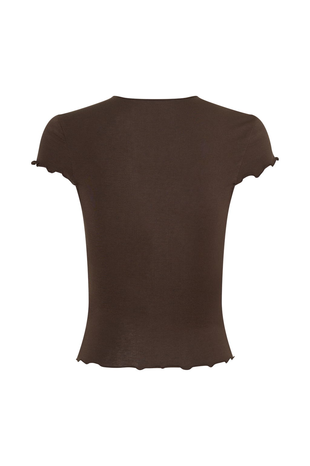 High Neck Top With Piping Detail - Dark Chocolate