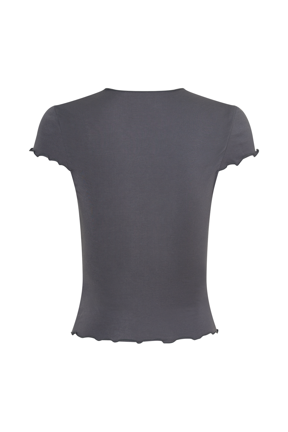 High Neck Top With Piping Detail - Grey