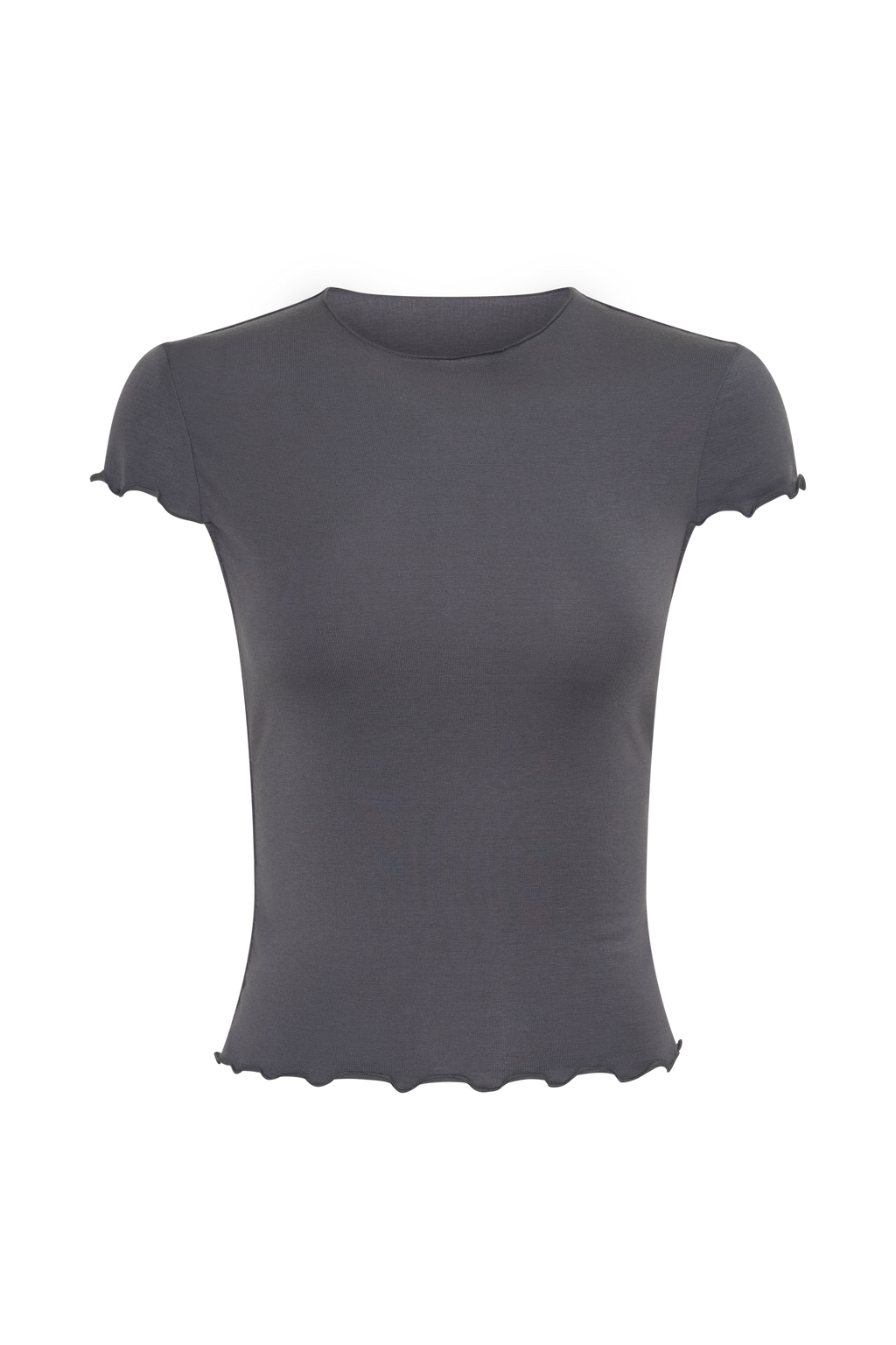 High Neck Top With Piping Detail - Grey