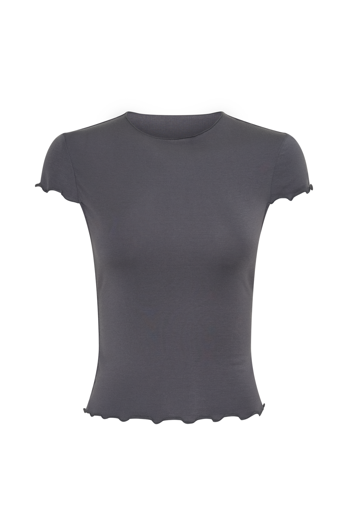 High Neck Top With Piping Detail - Grey