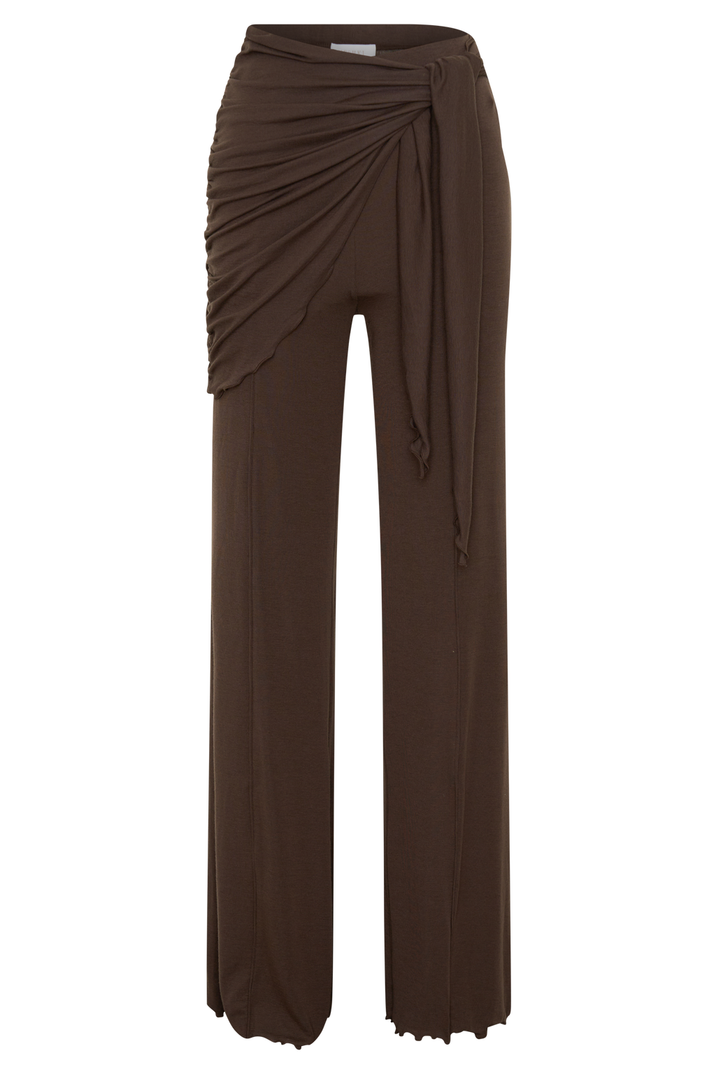 Recht model broek met tailleband - Donker chocoladebruin