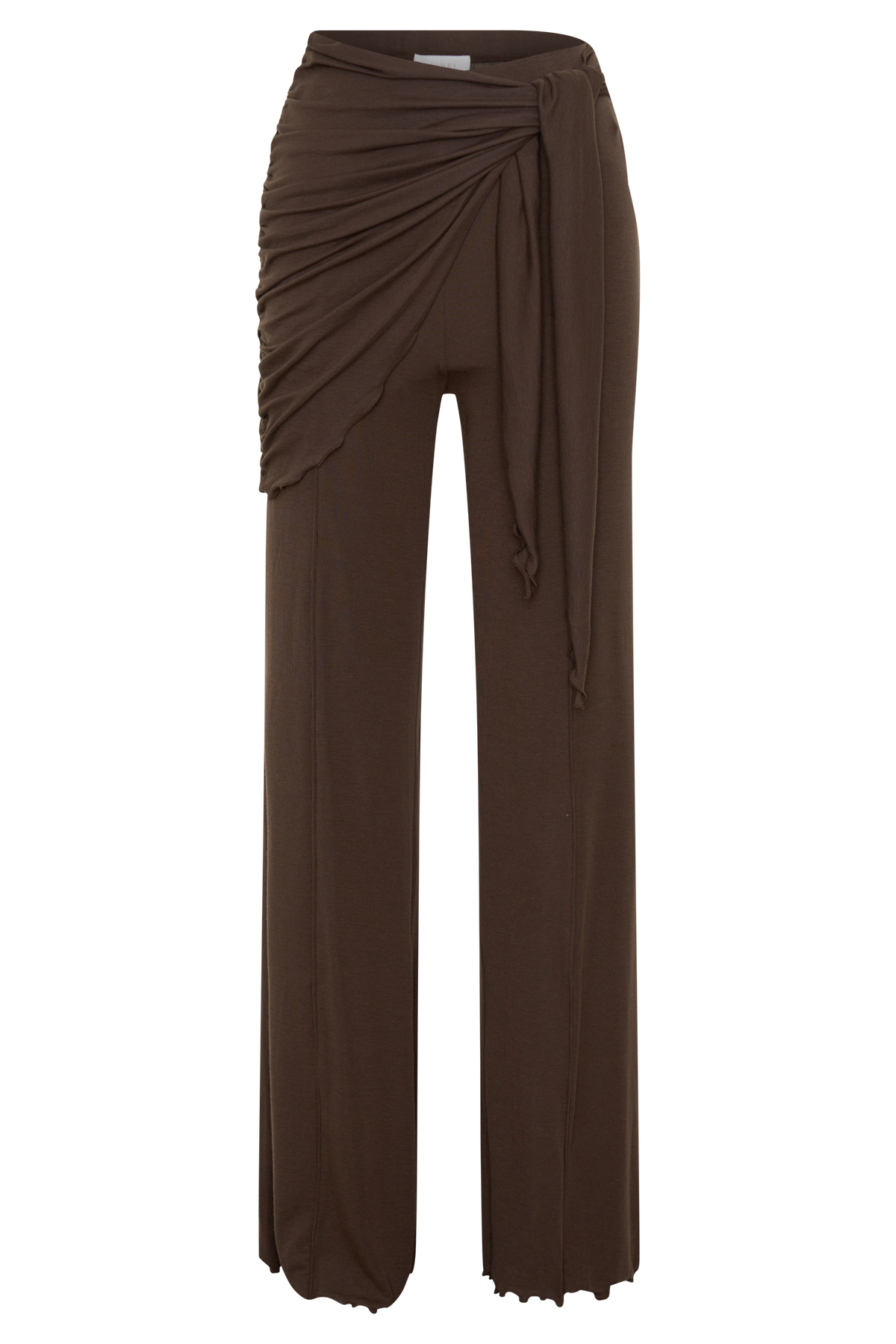 Recht model broek met tailleband - Donker chocoladebruin